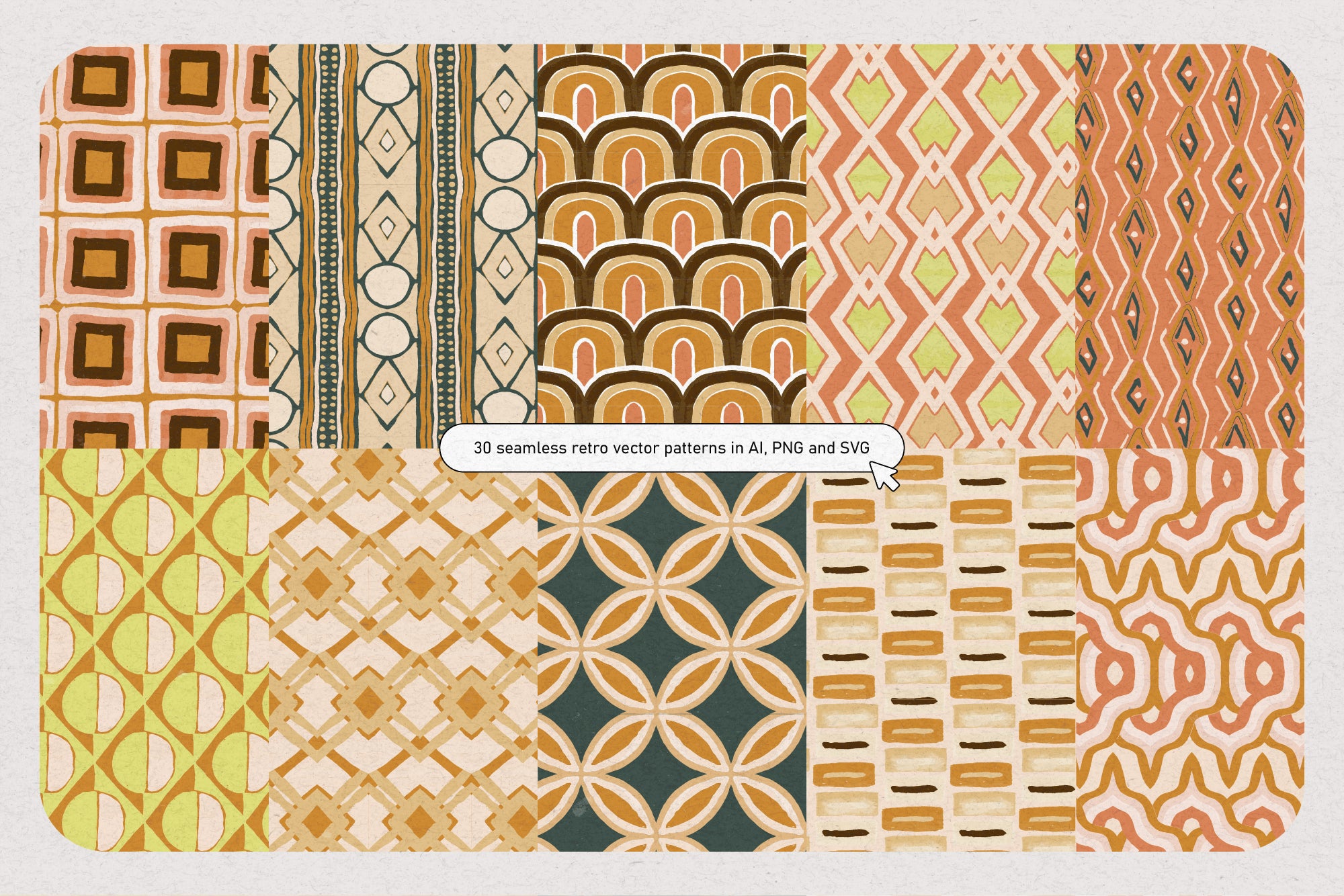 30 Groovy Cottage Vector Patterns