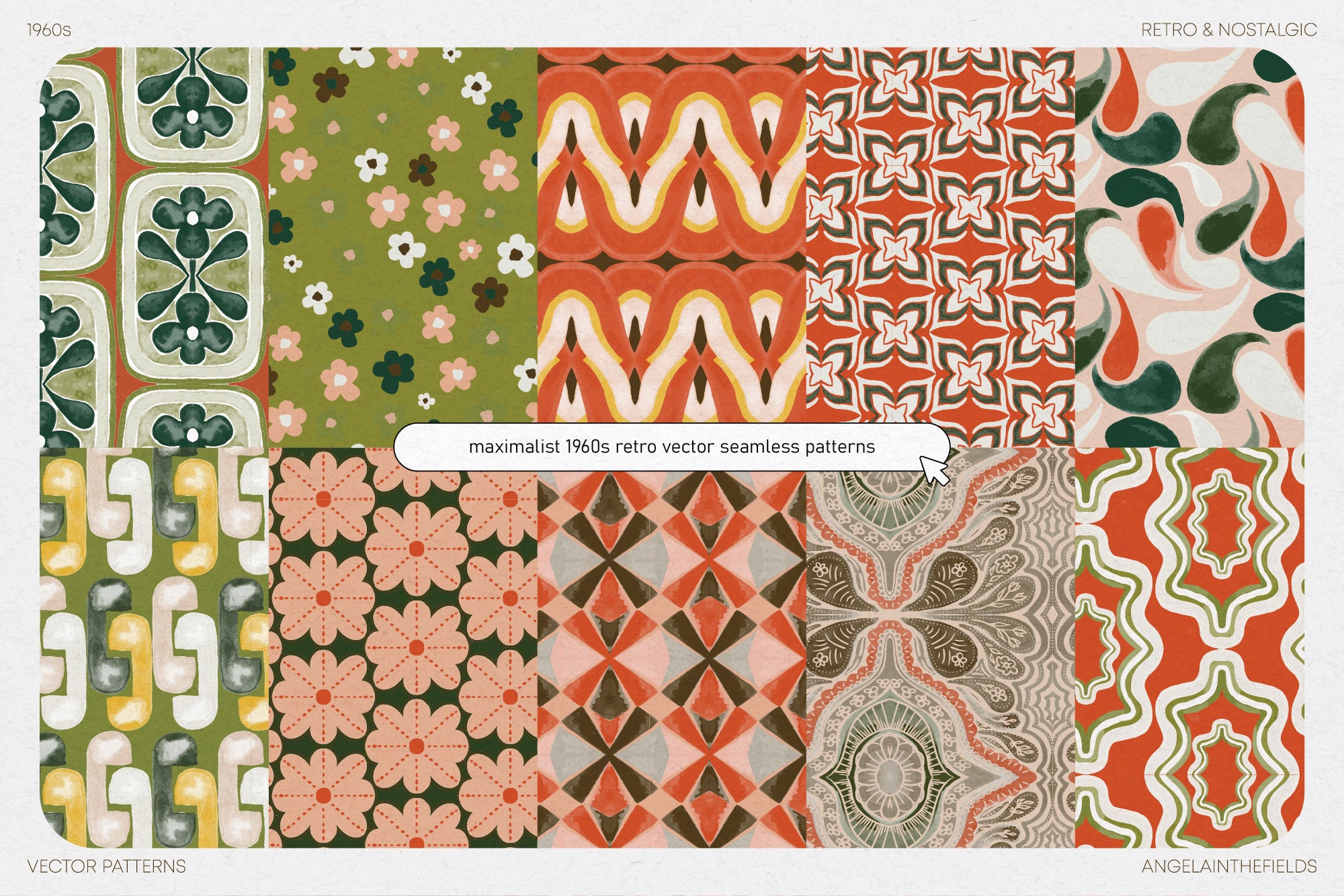 60s Watercolour Vector Patterns