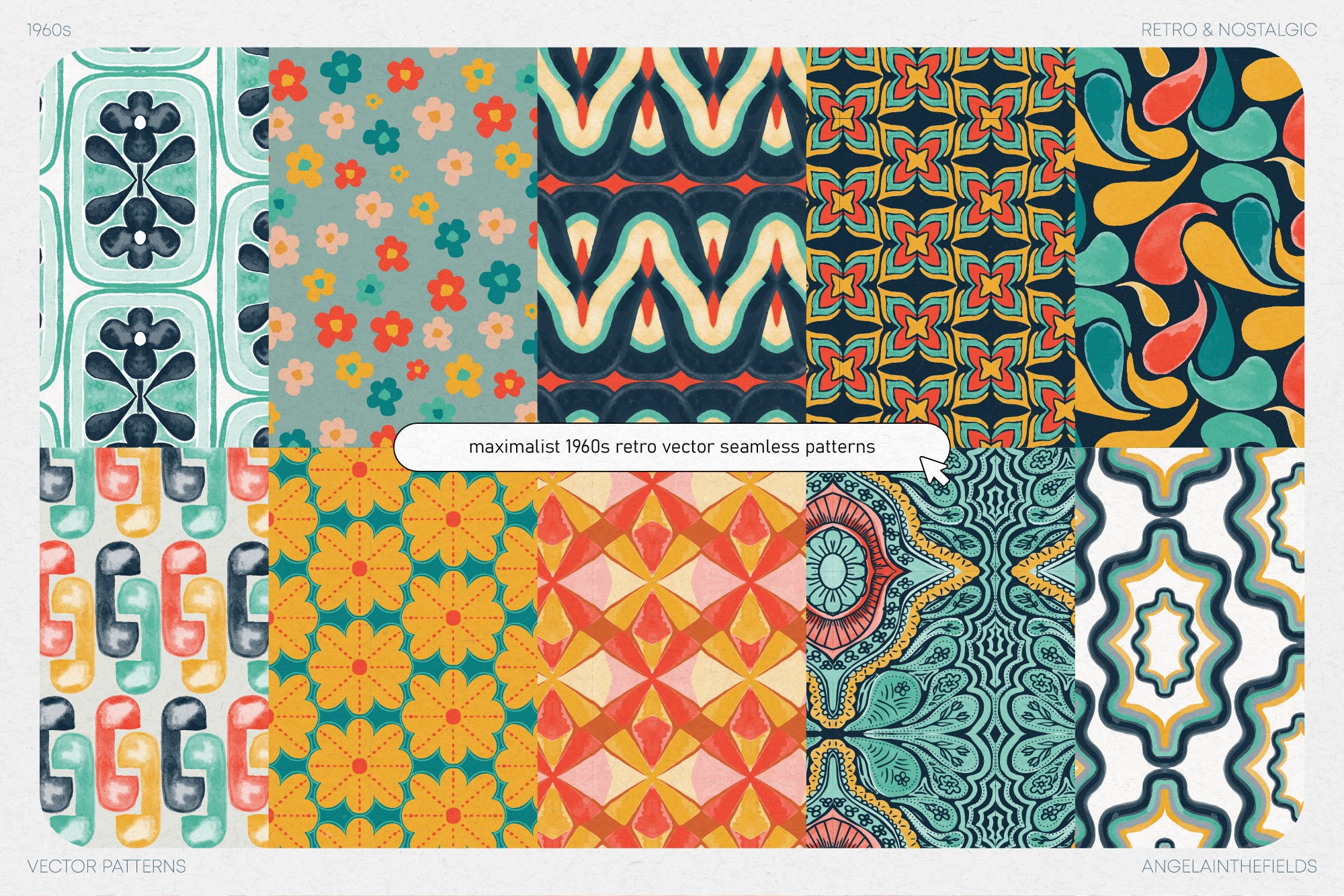 60s Watercolour Vector Patterns