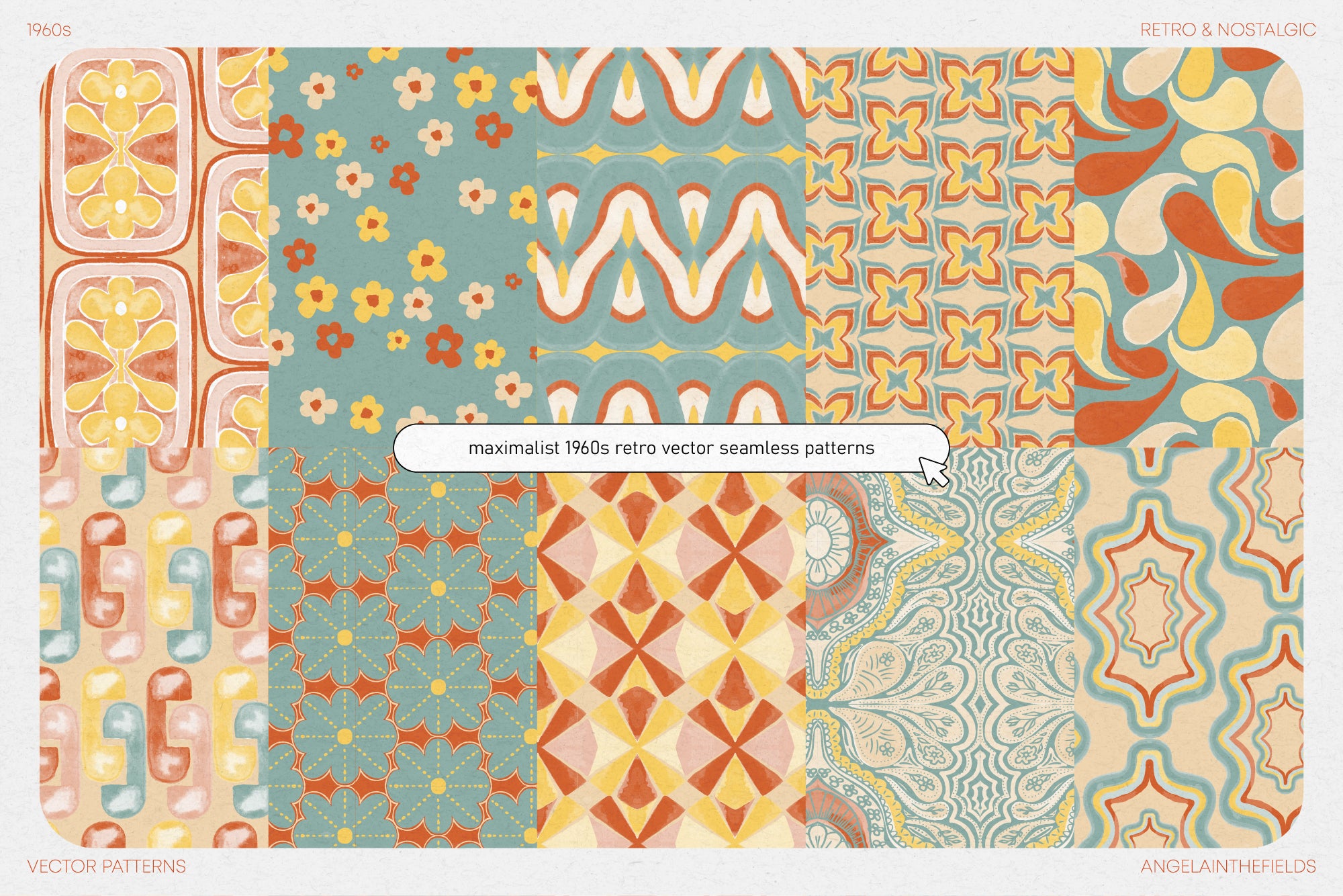 60s Watercolour Vector Patterns