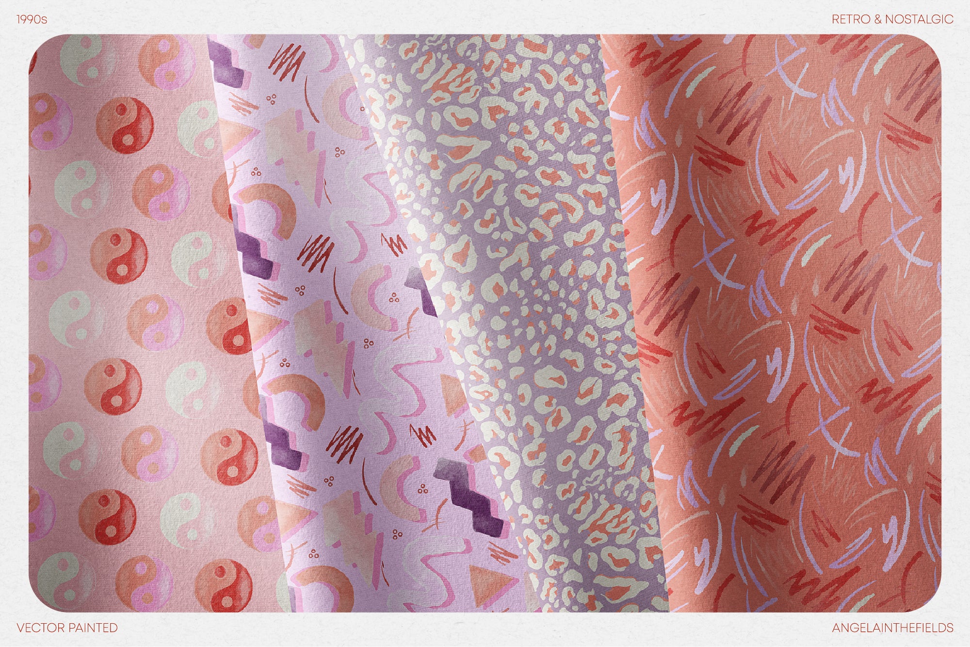 90s Vector Watercolour Patterns Set