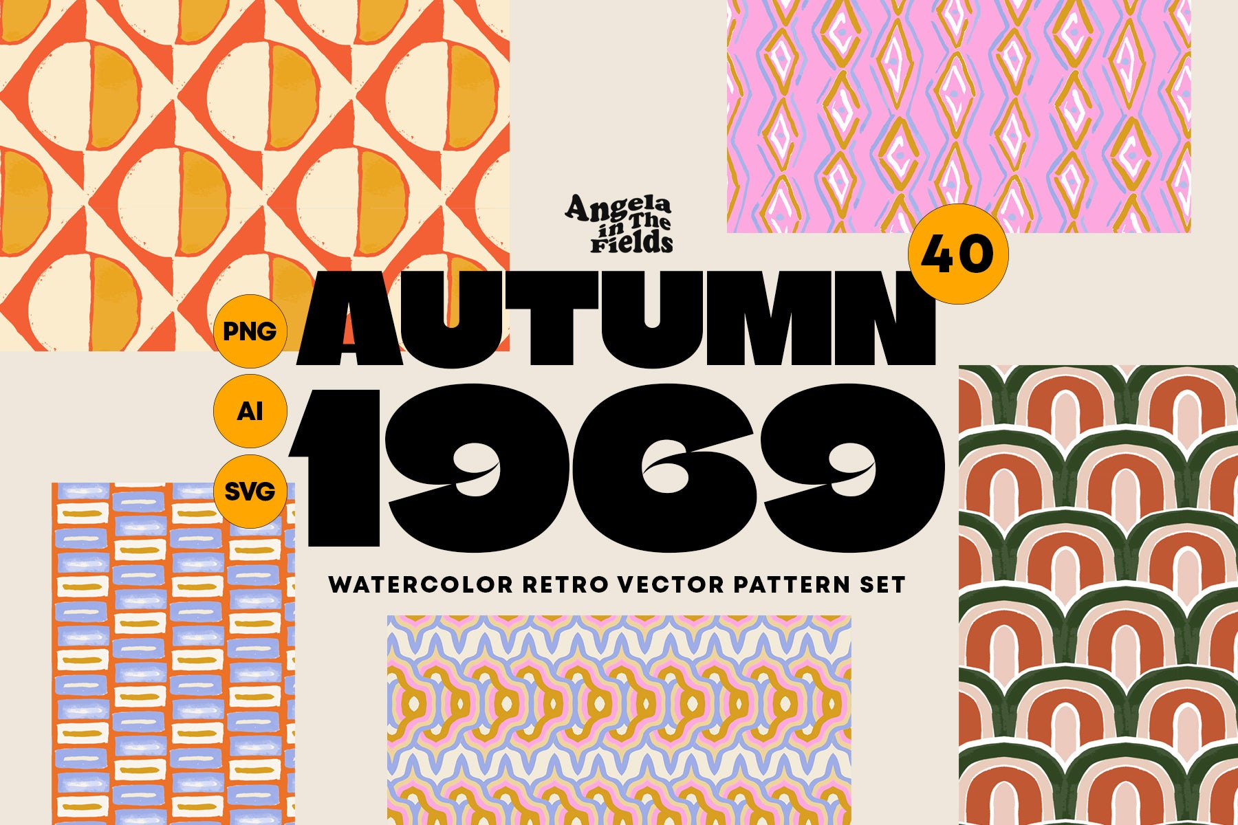 Autumn '69 Retro Vector Pattern Set