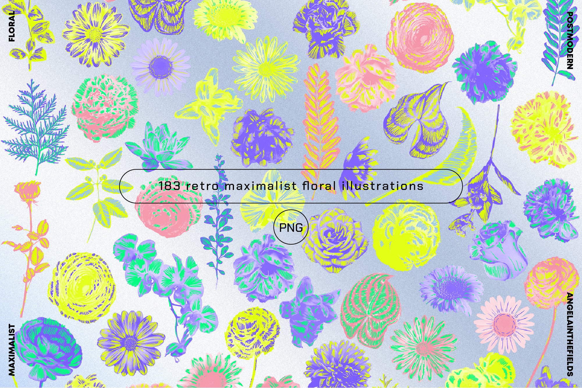80s Floral Clipart + Bonus