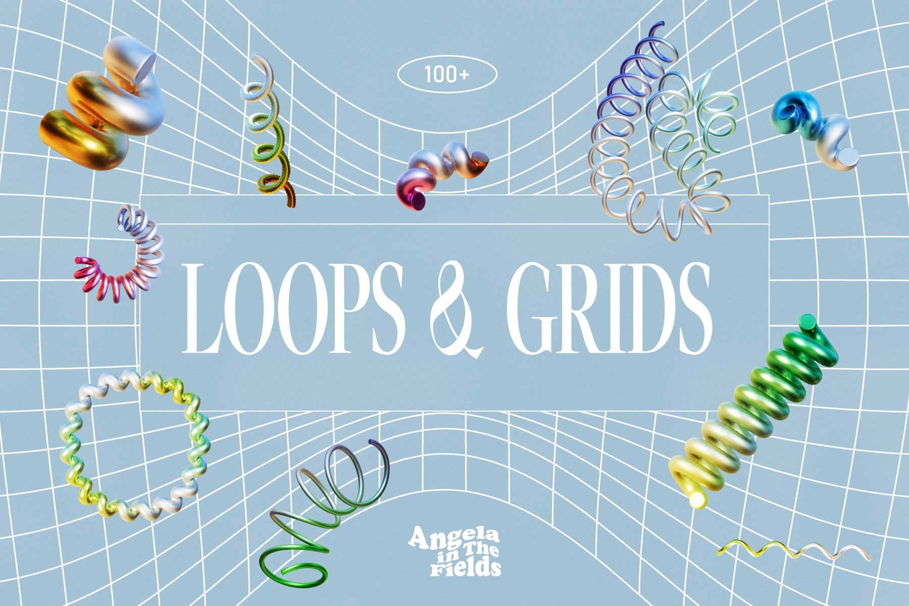 Three-dimensional grid and loop structures rendered in bold geometric form, ideal for systemic brand design
