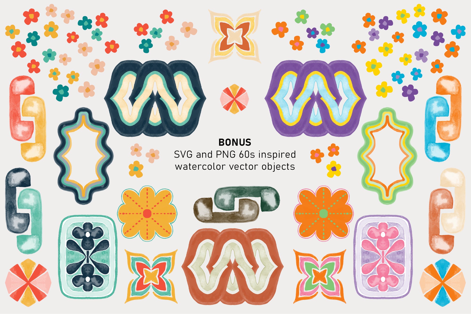 60s Watercolour Vector Patterns