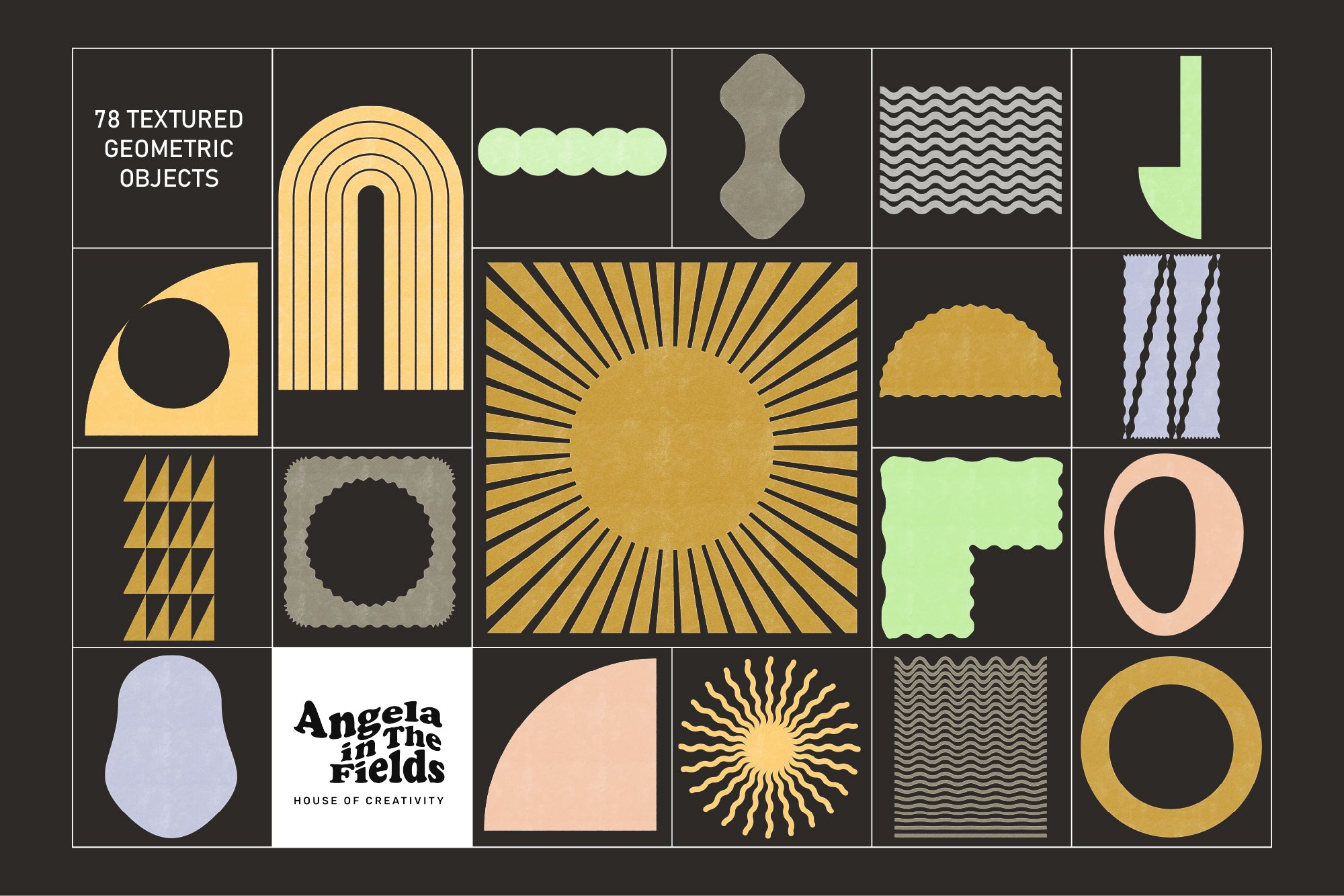 Textured 70s Geo Clipart