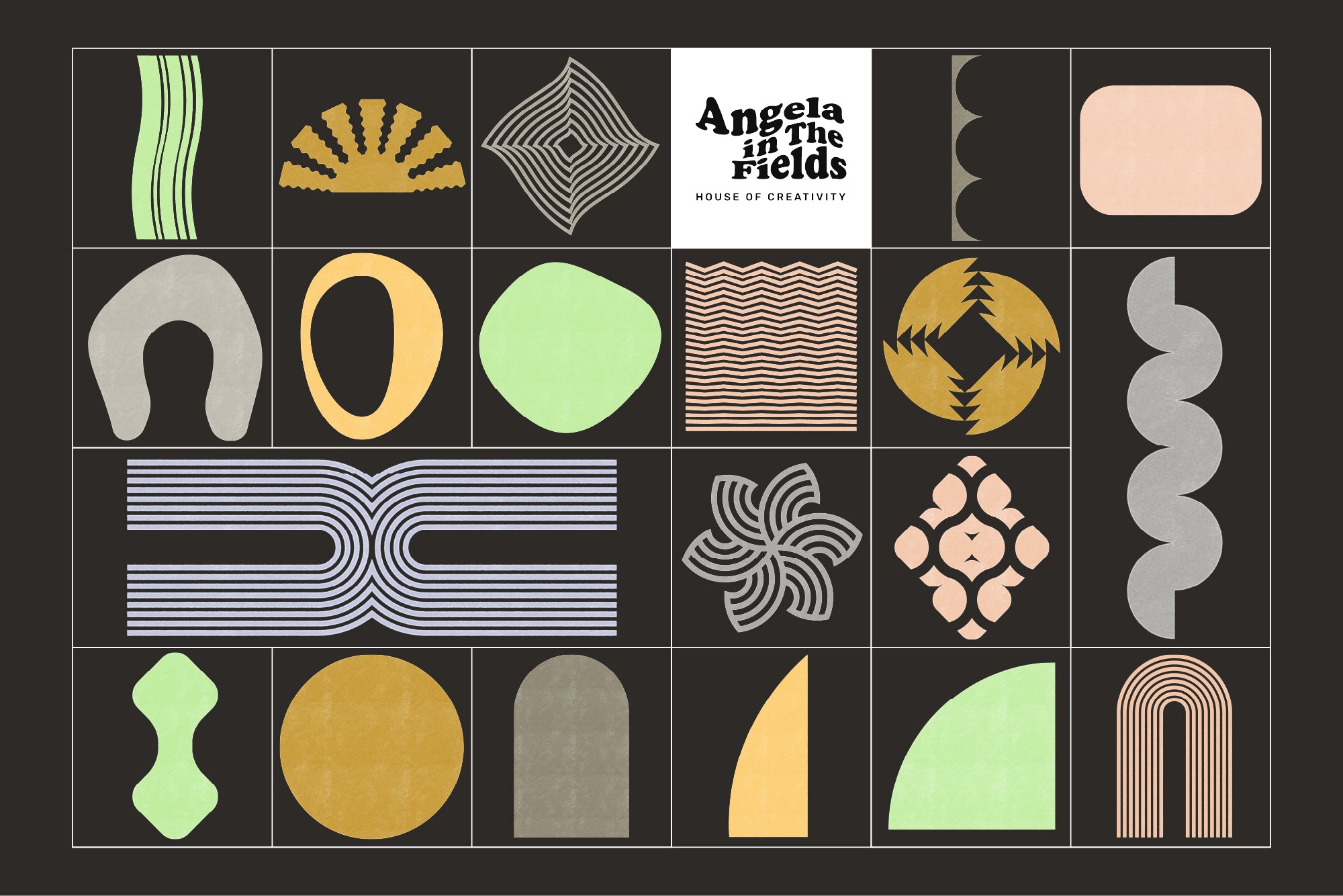 Textured 70s Geo Clipart