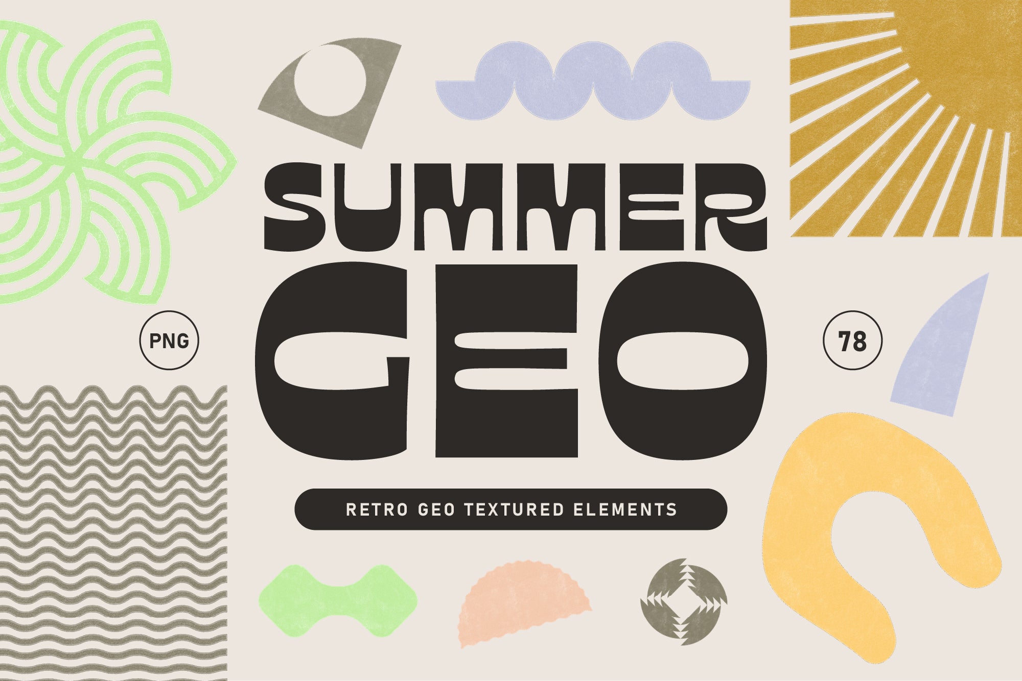 Textured 70s Geo Clipart
