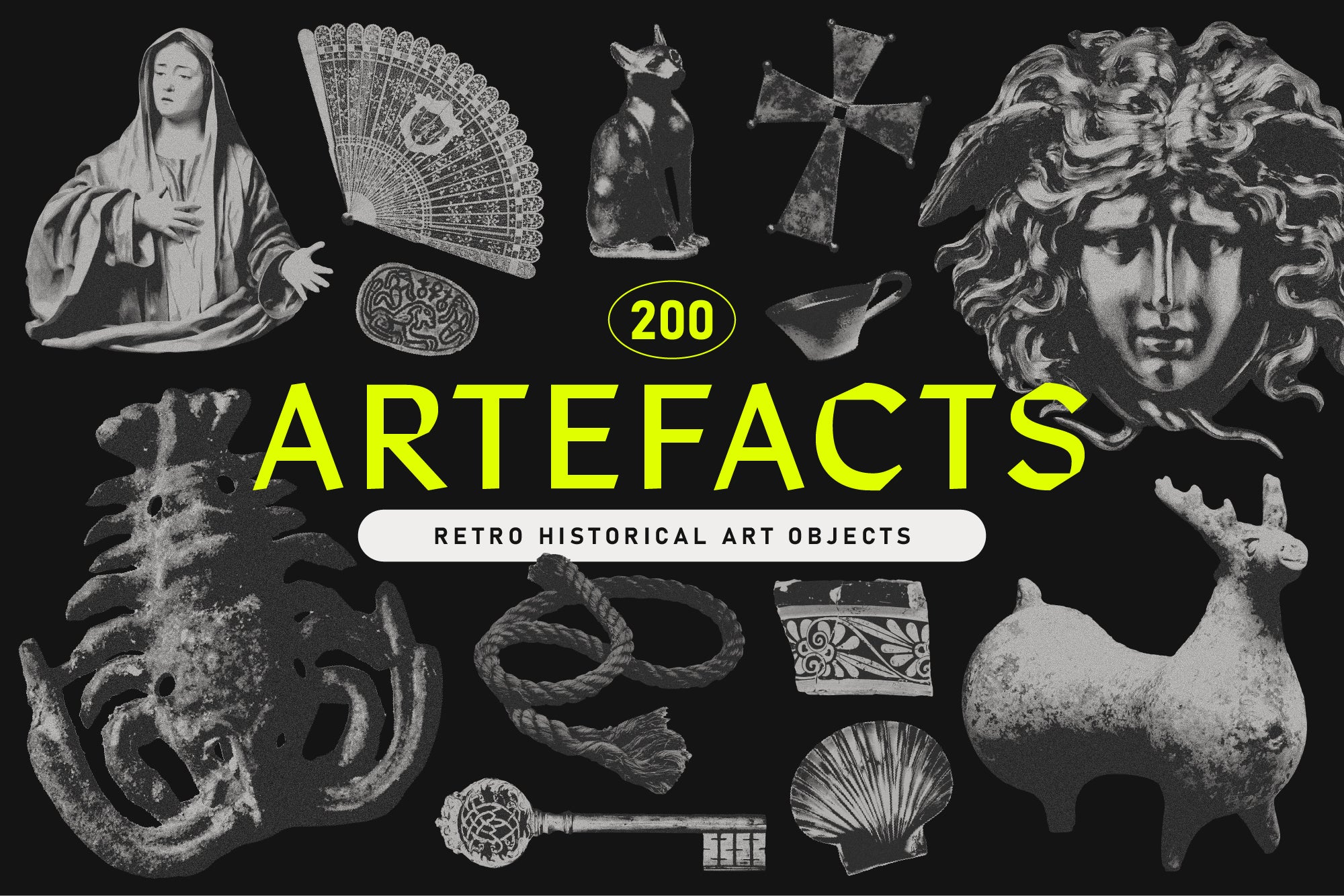 ARTEFACTS Academia Collage Kit — historical fragments and occult-adjacent collage elements for mysterious brand design