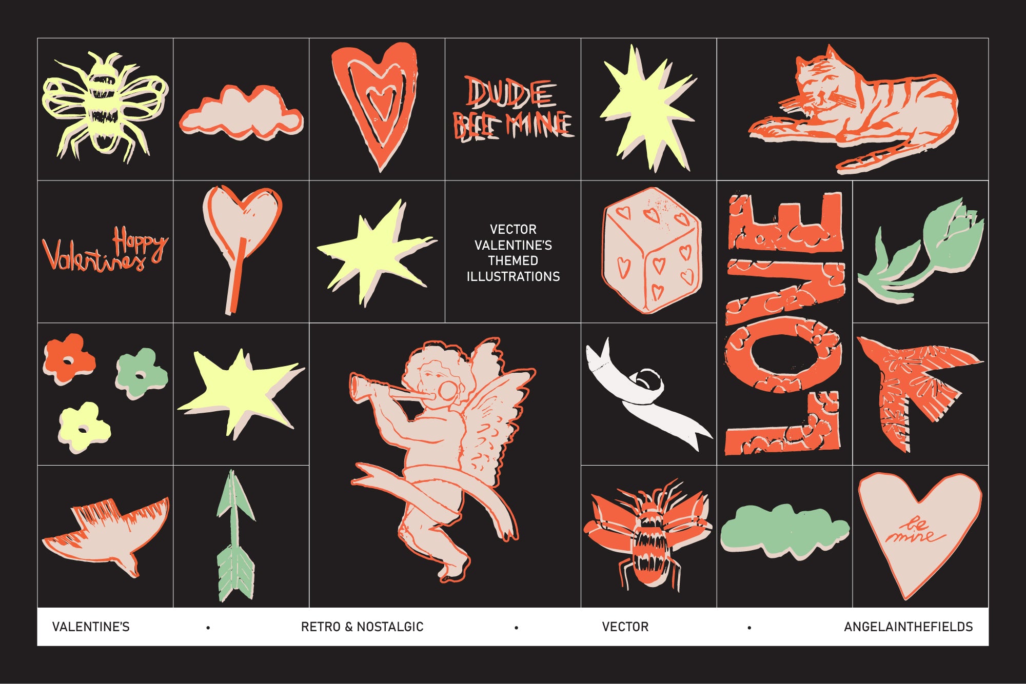 Valentines Vector Pack Birds & Bees