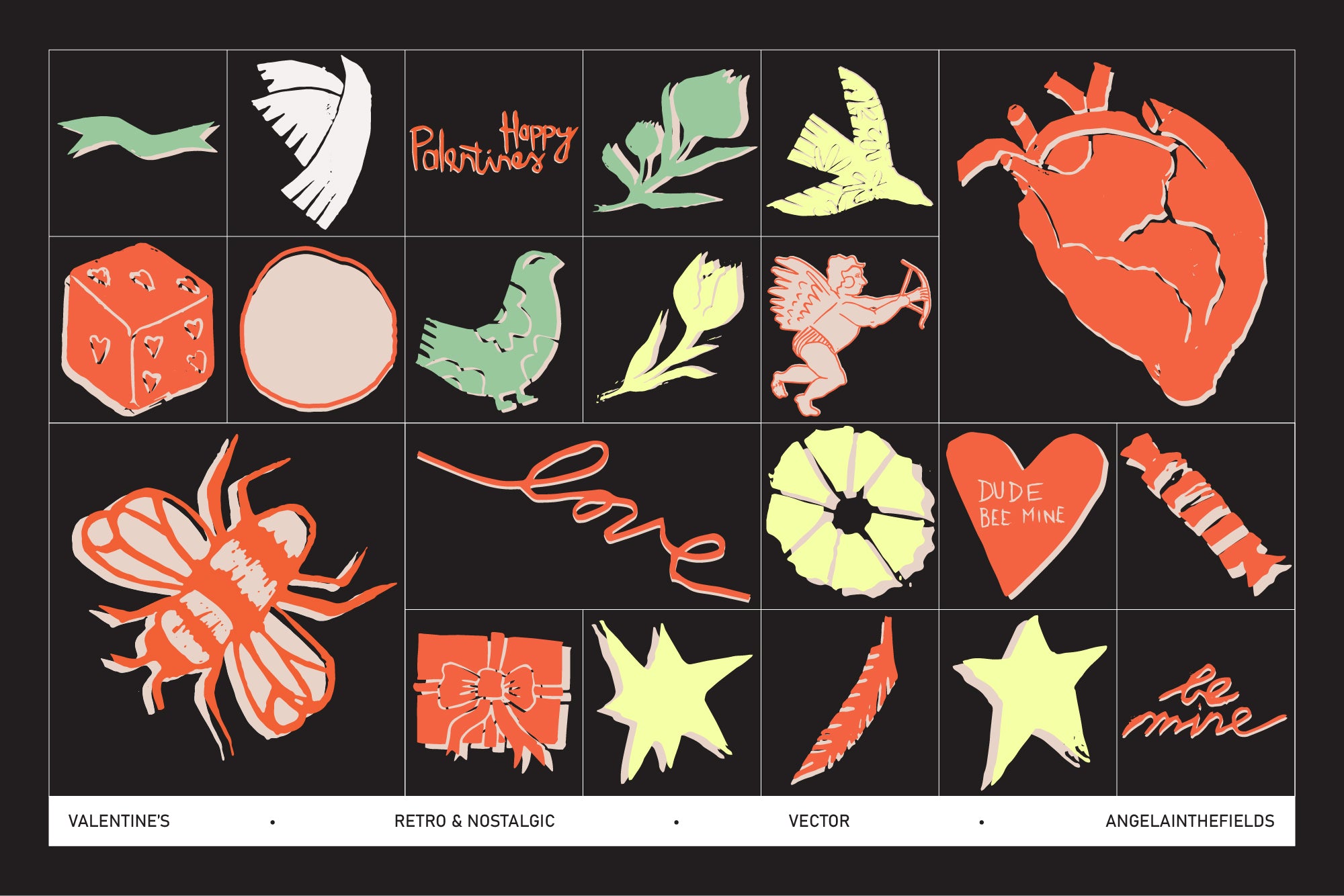 Valentines Vector Pack Birds & Bees