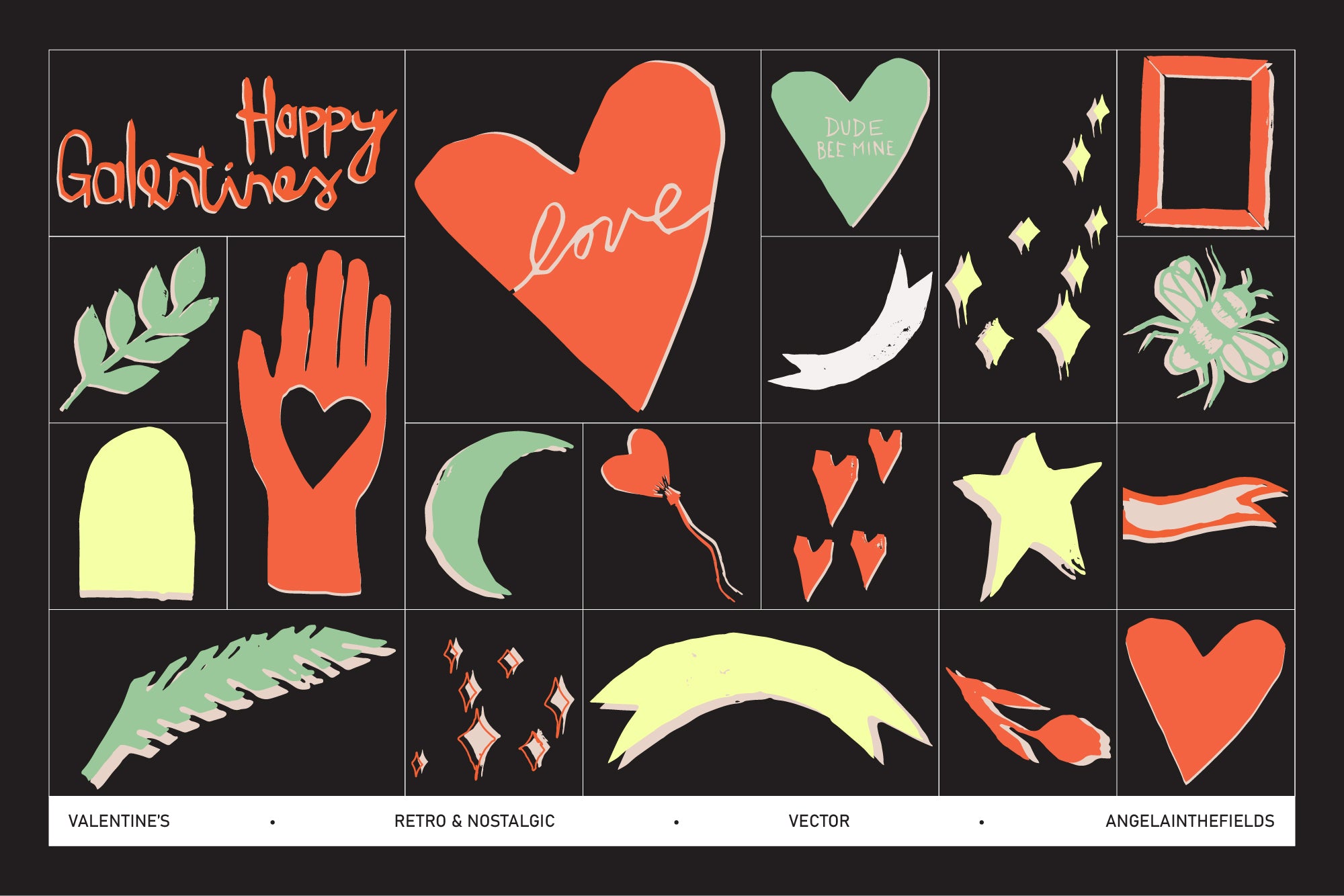 Valentines Vector Pack Birds & Bees