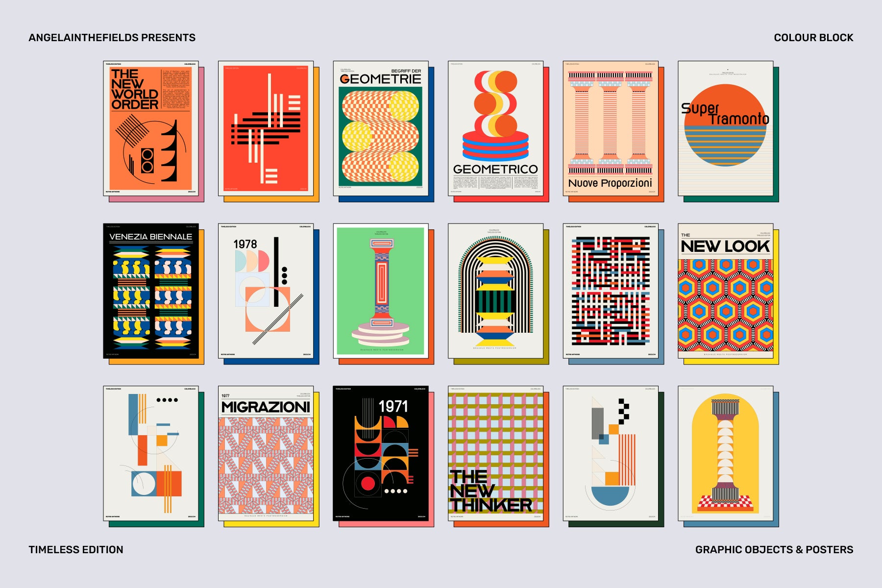 Retro Colour Block Vector Objects