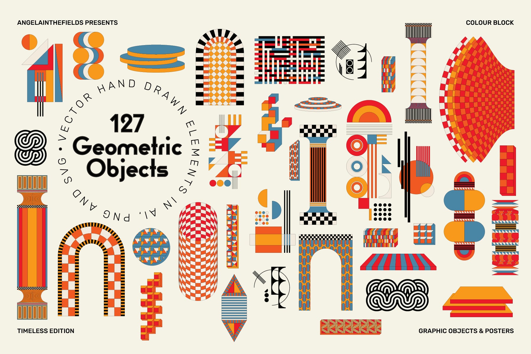 Retro Colour Block Vector Objects