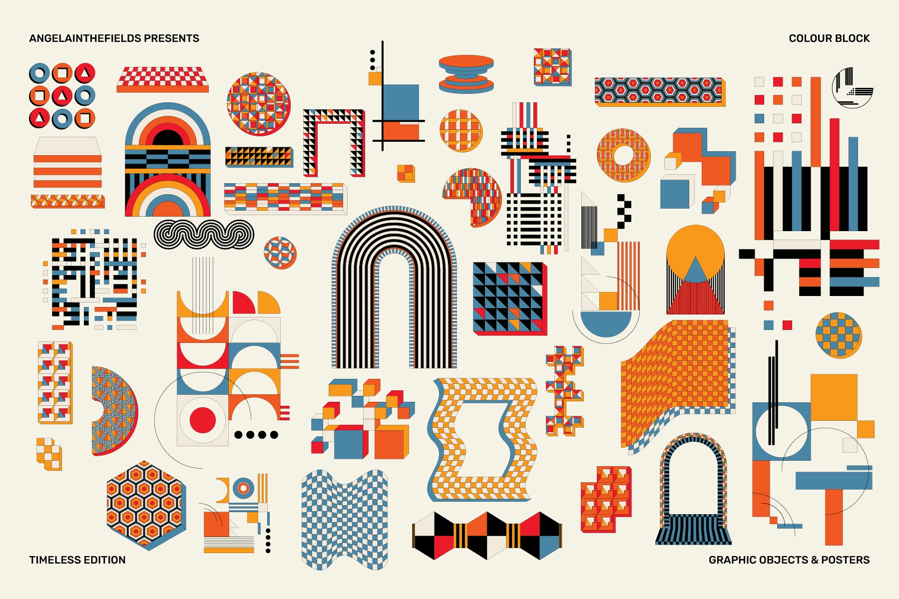 Retro Colour Block Vector Objects