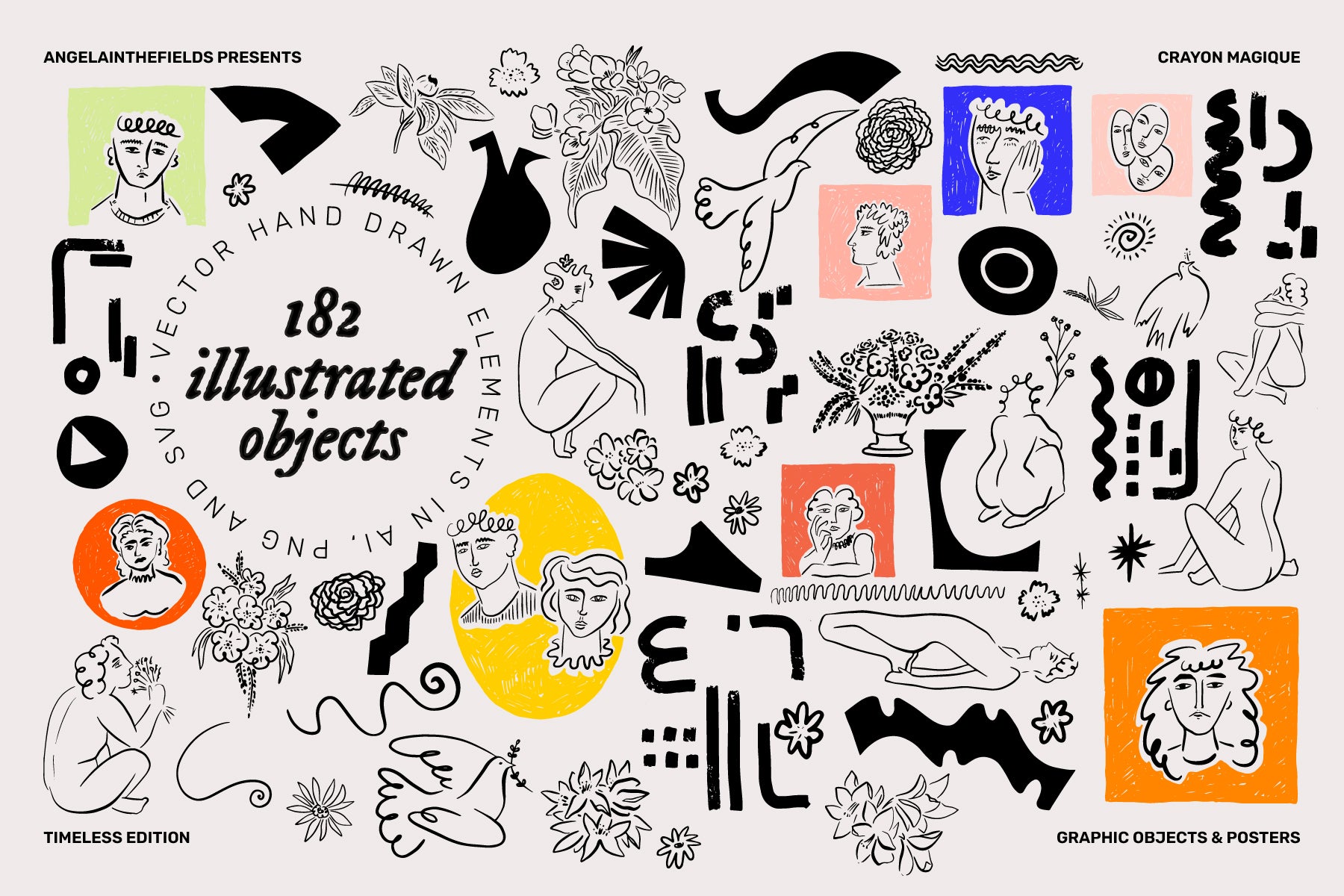 200+ Retro Modern Doodle Art
