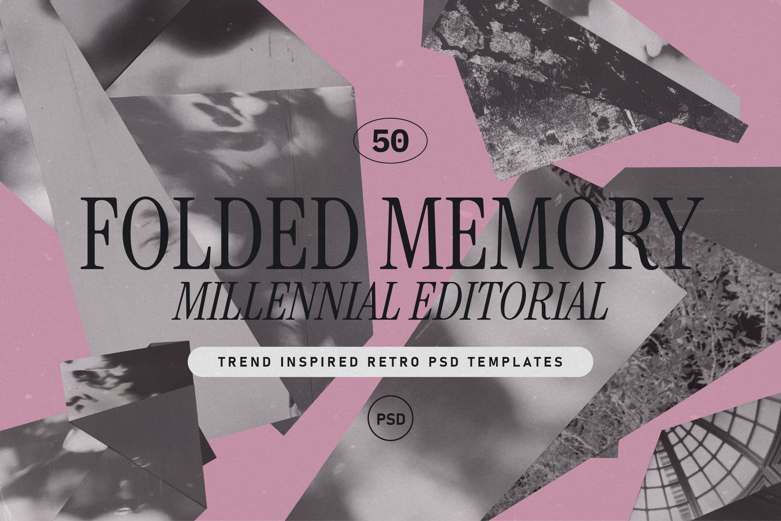 Folded Memory Retro PSD Kit — worn paper textures and personal, handmade-feeling design elements