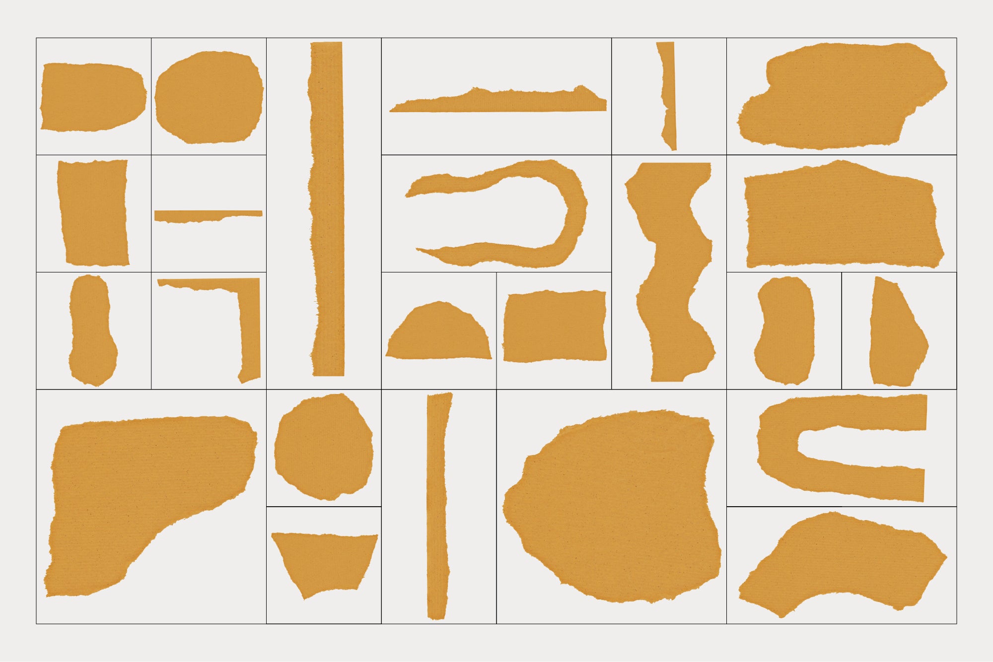 Abstract Kraft Paper Shapes Set