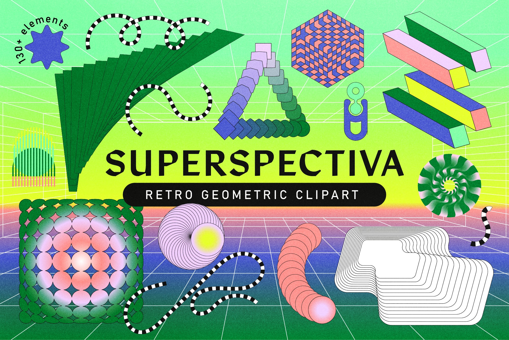 SuperSpectiva Retro Geo Clipart