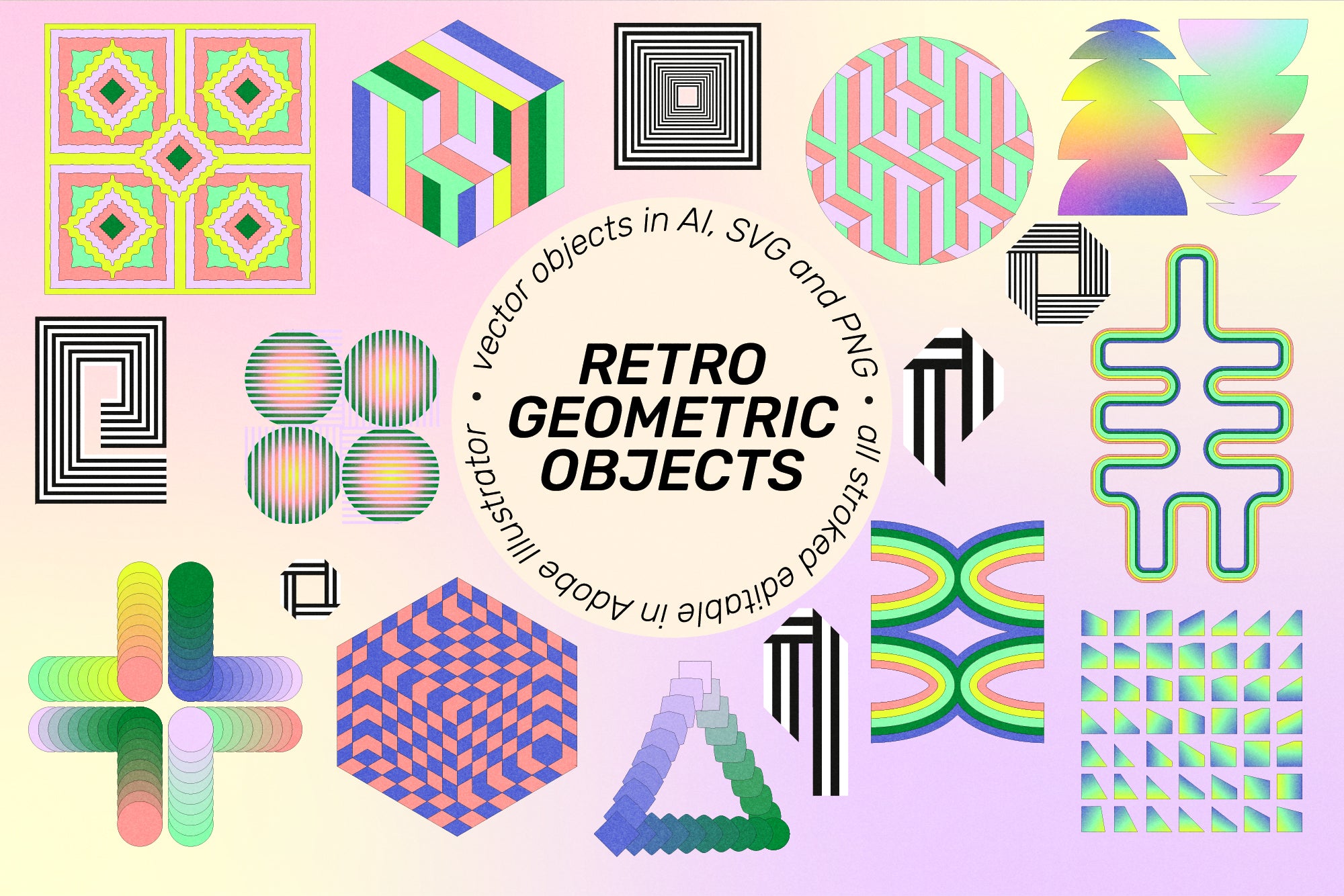 SuperSpectiva Retro Geo Clipart