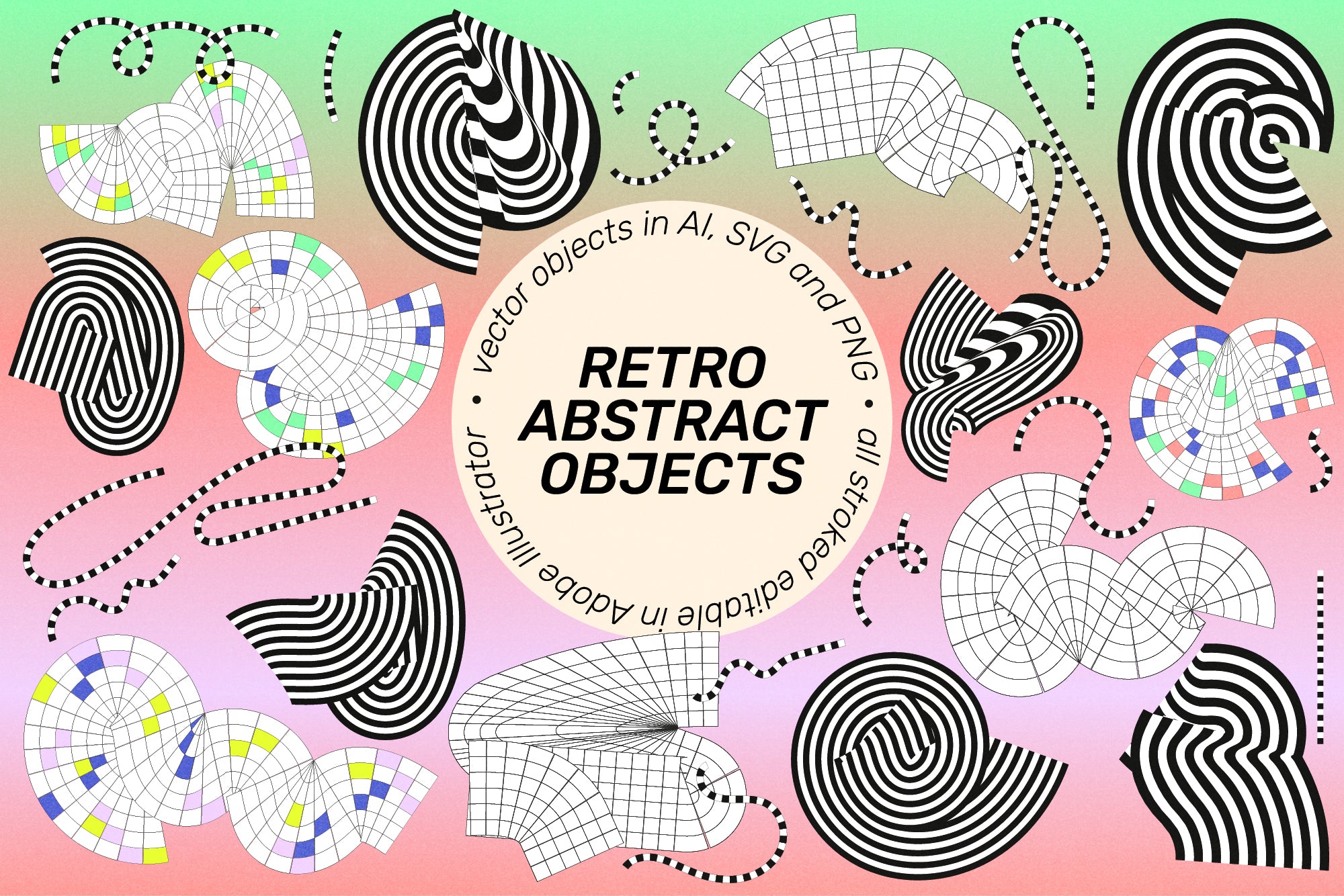 SuperSpectiva Retro Geo Clipart