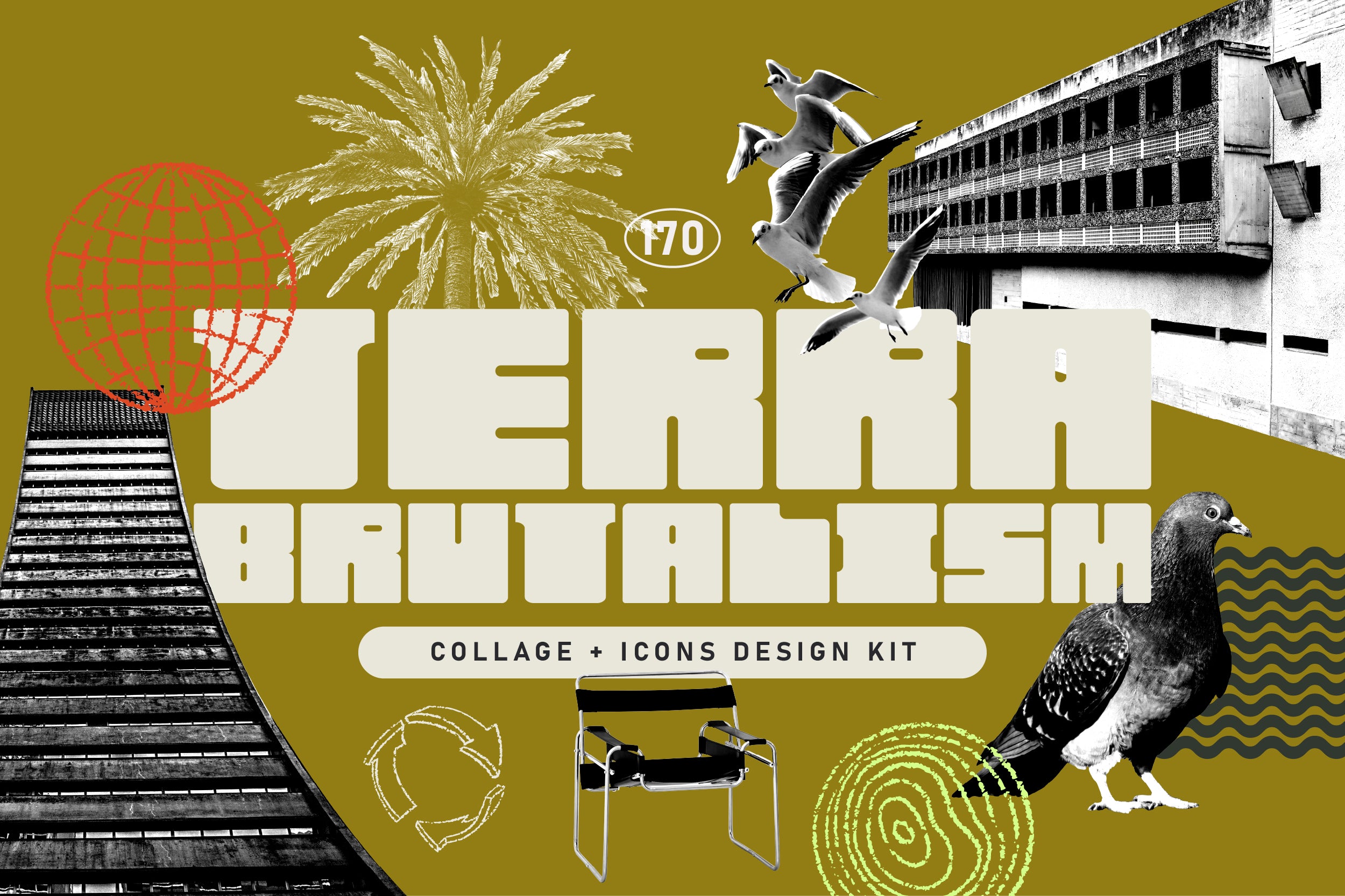 Terra Brutalism Trend Design Kit — raw geometric forms and structured modernist visual elements