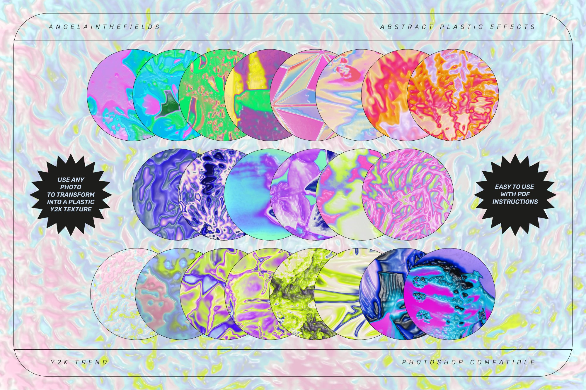 Y2K Textures PSD Action Kit + Bonus