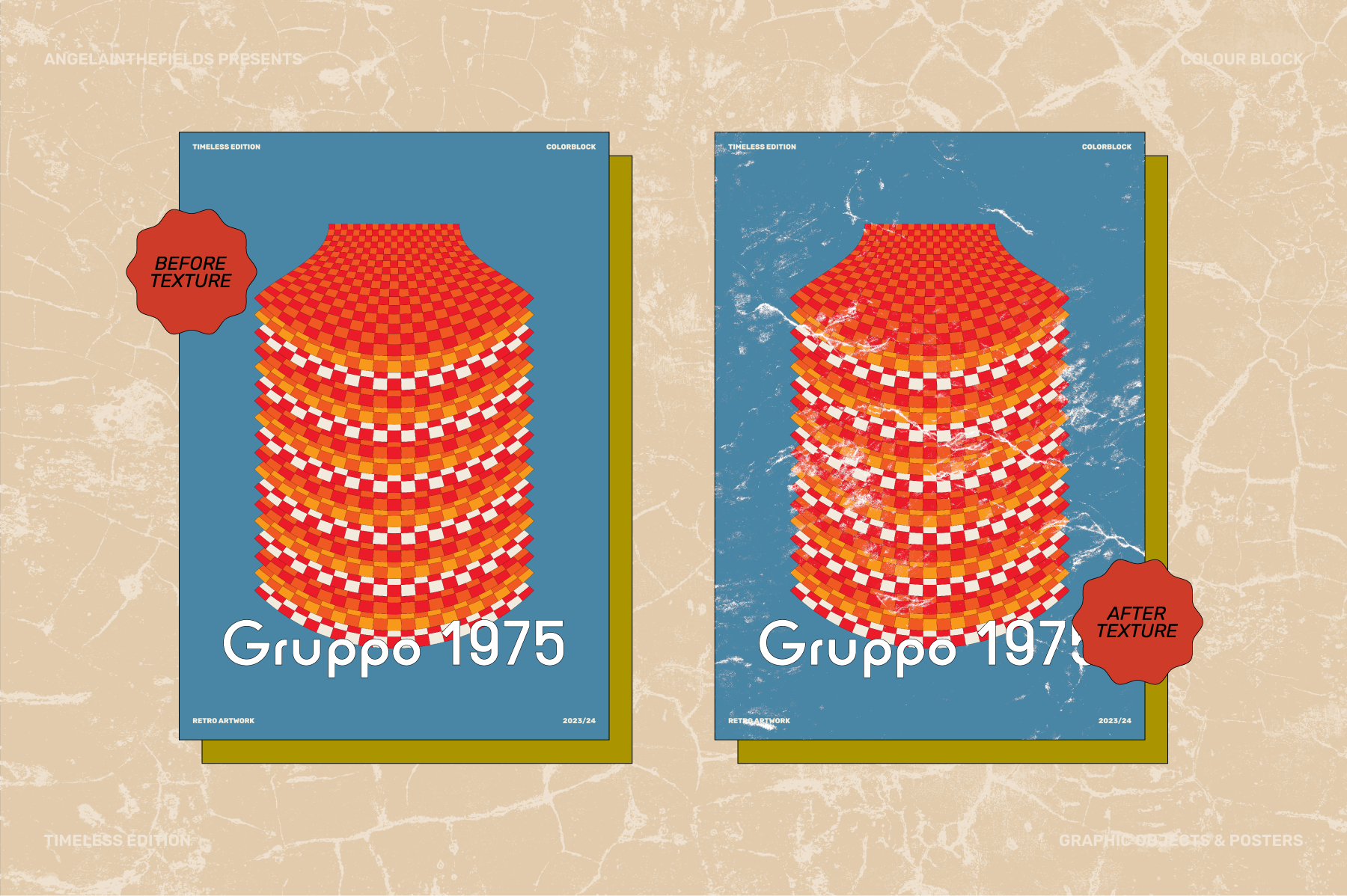 Retro Colour Block Vector Objects