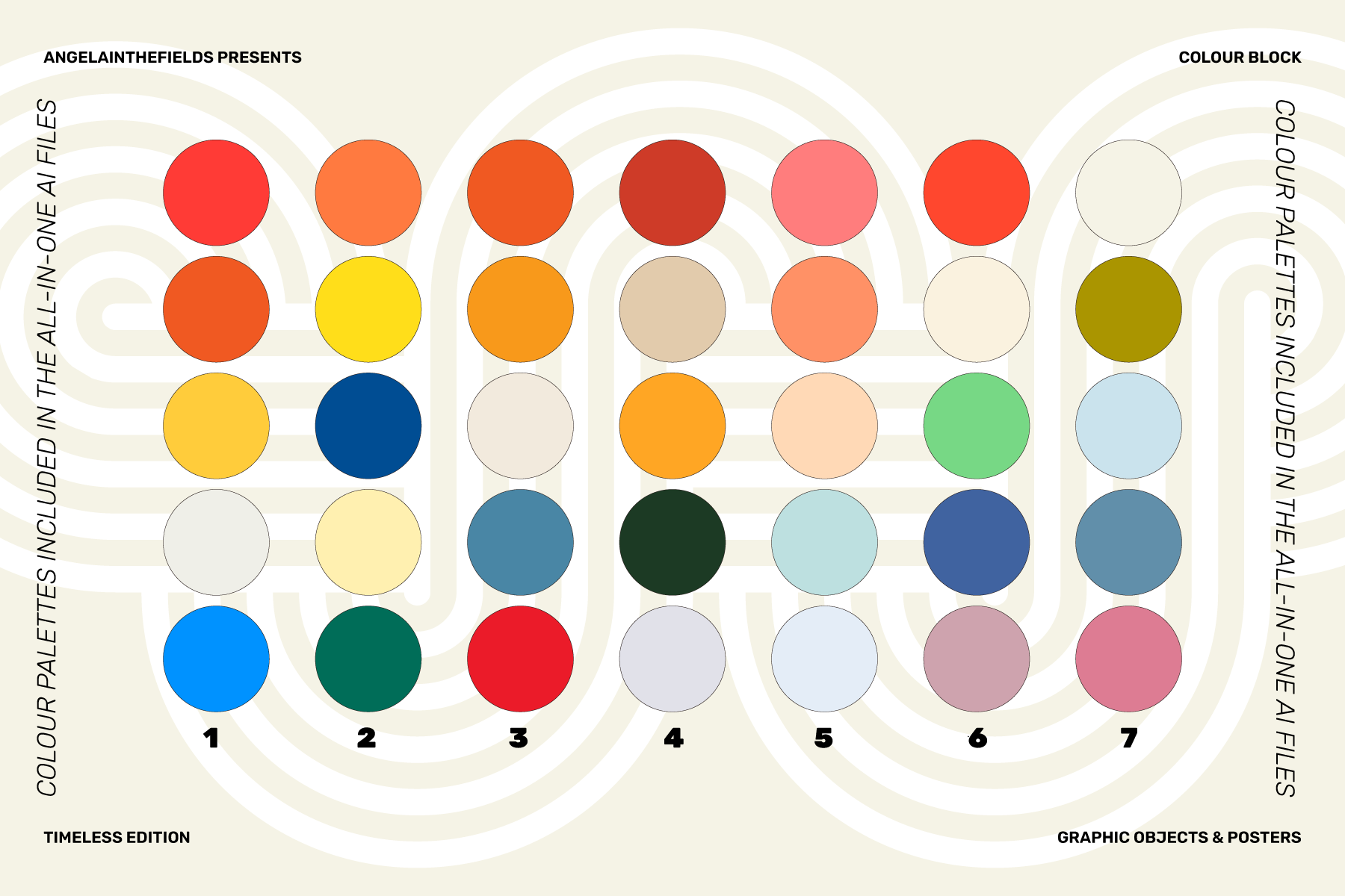 Retro Colour Block Vector Objects