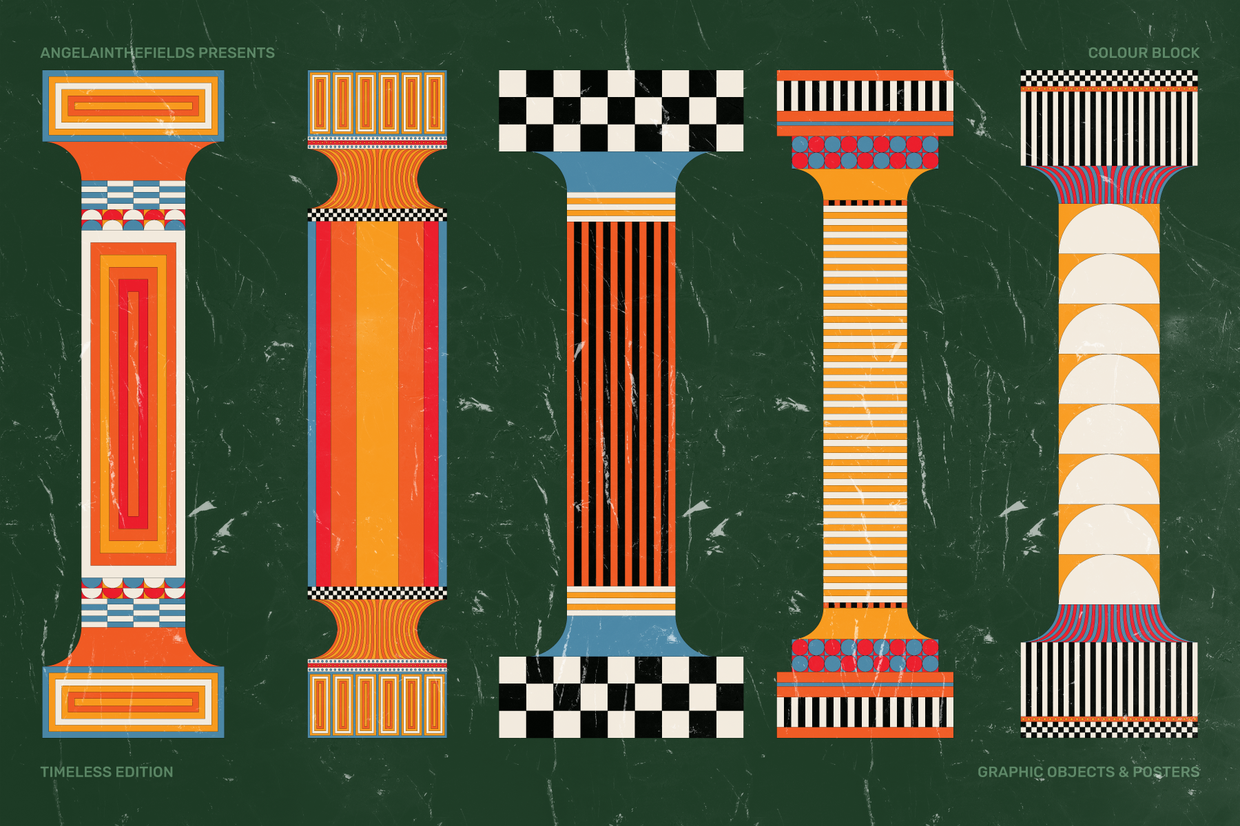 Retro Colour Block Vector Objects