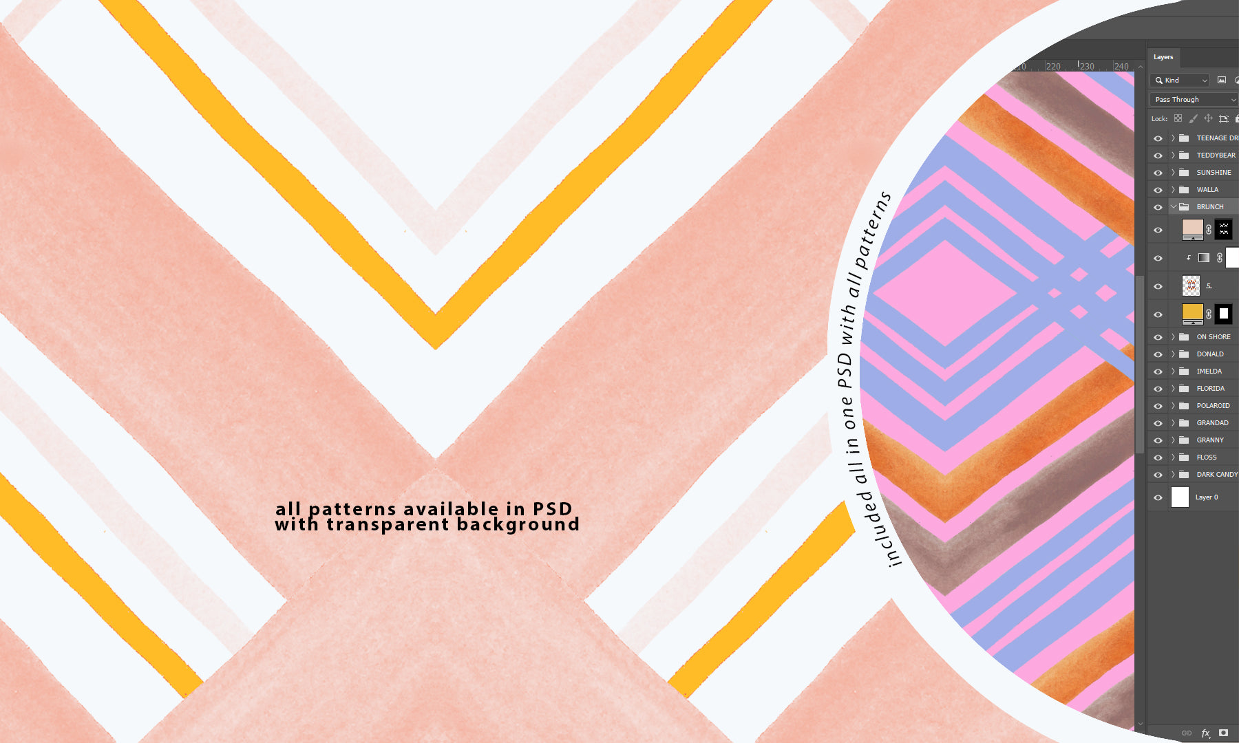 Watercolour Retro Stripe Pattern Pack