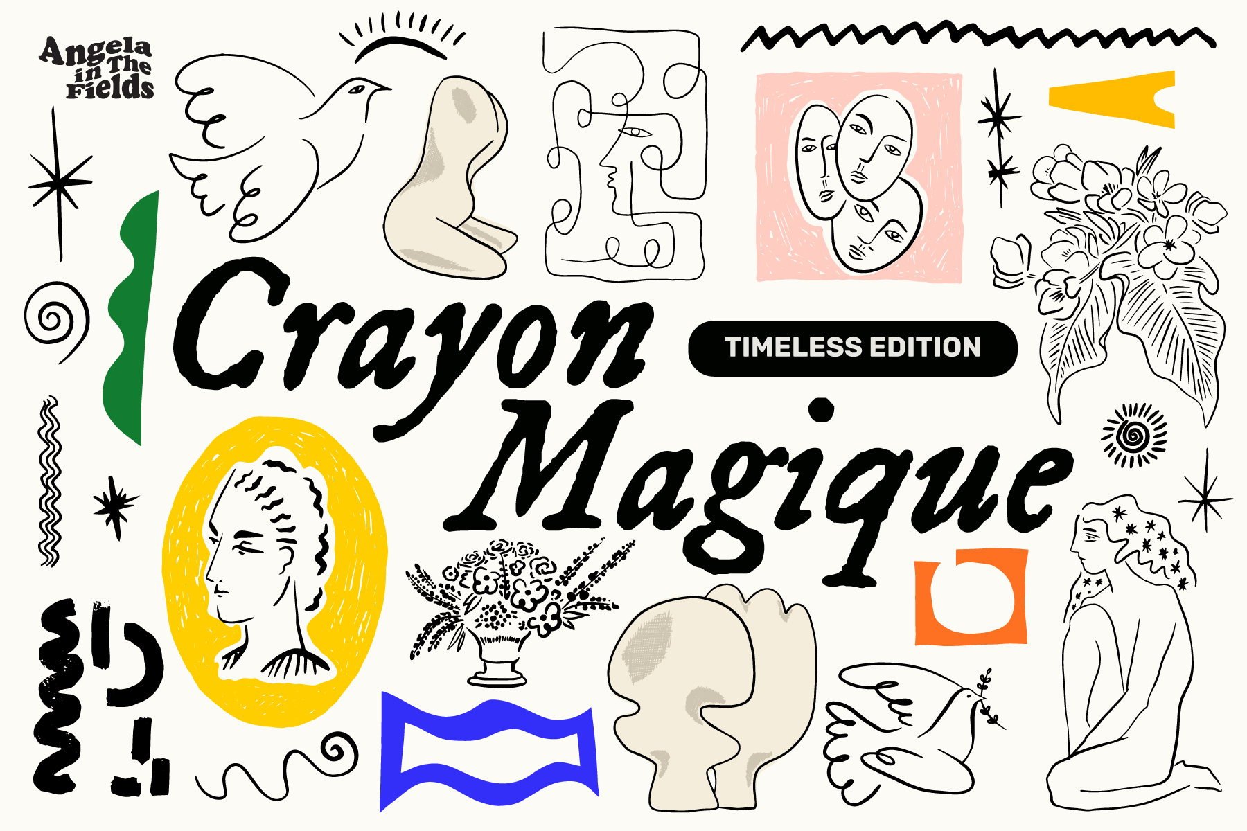 200+ Retro Modern Doodle Art — illustrated characters and retro doodles for playful visual identity