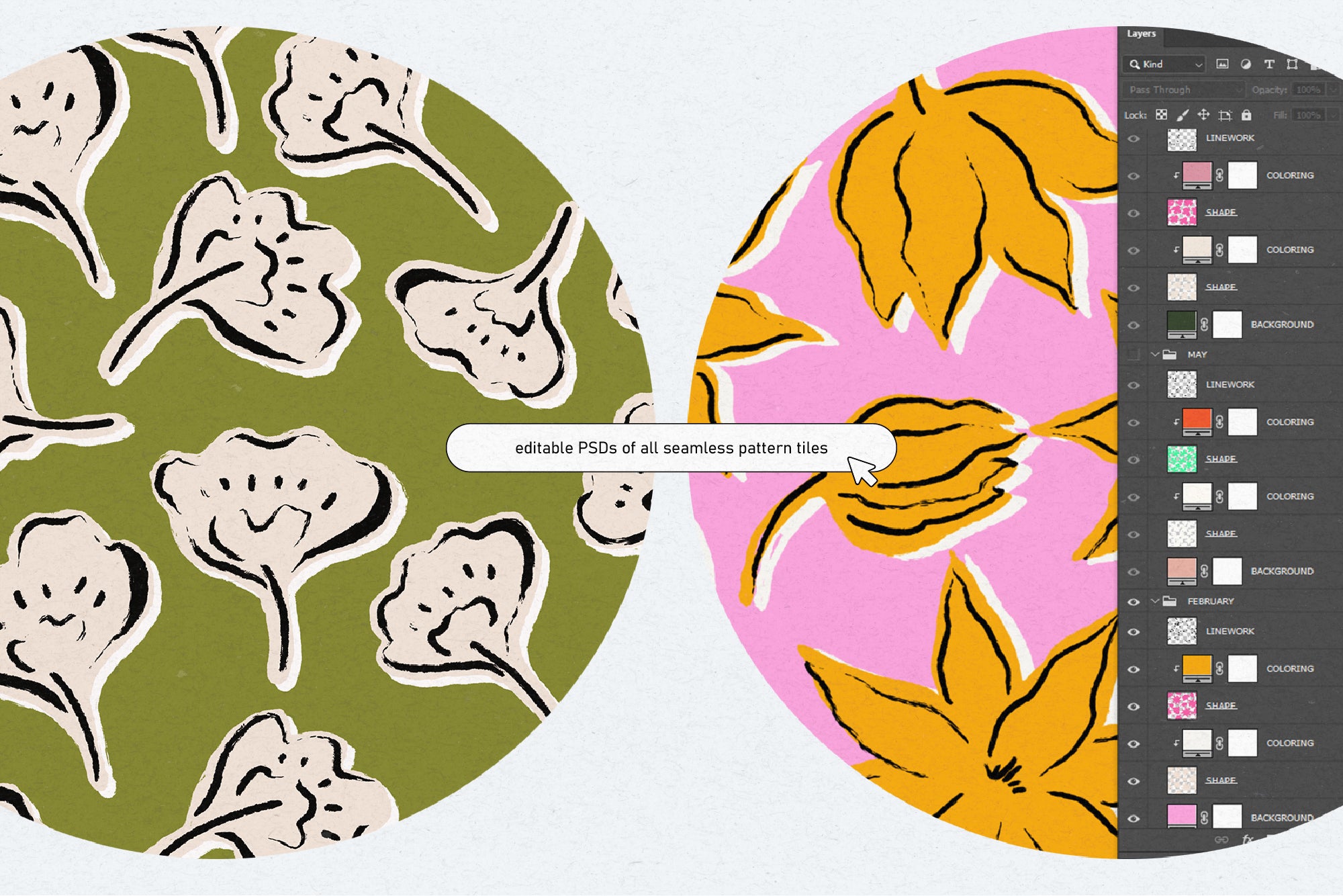 Spring Summer Floral Pattern Set