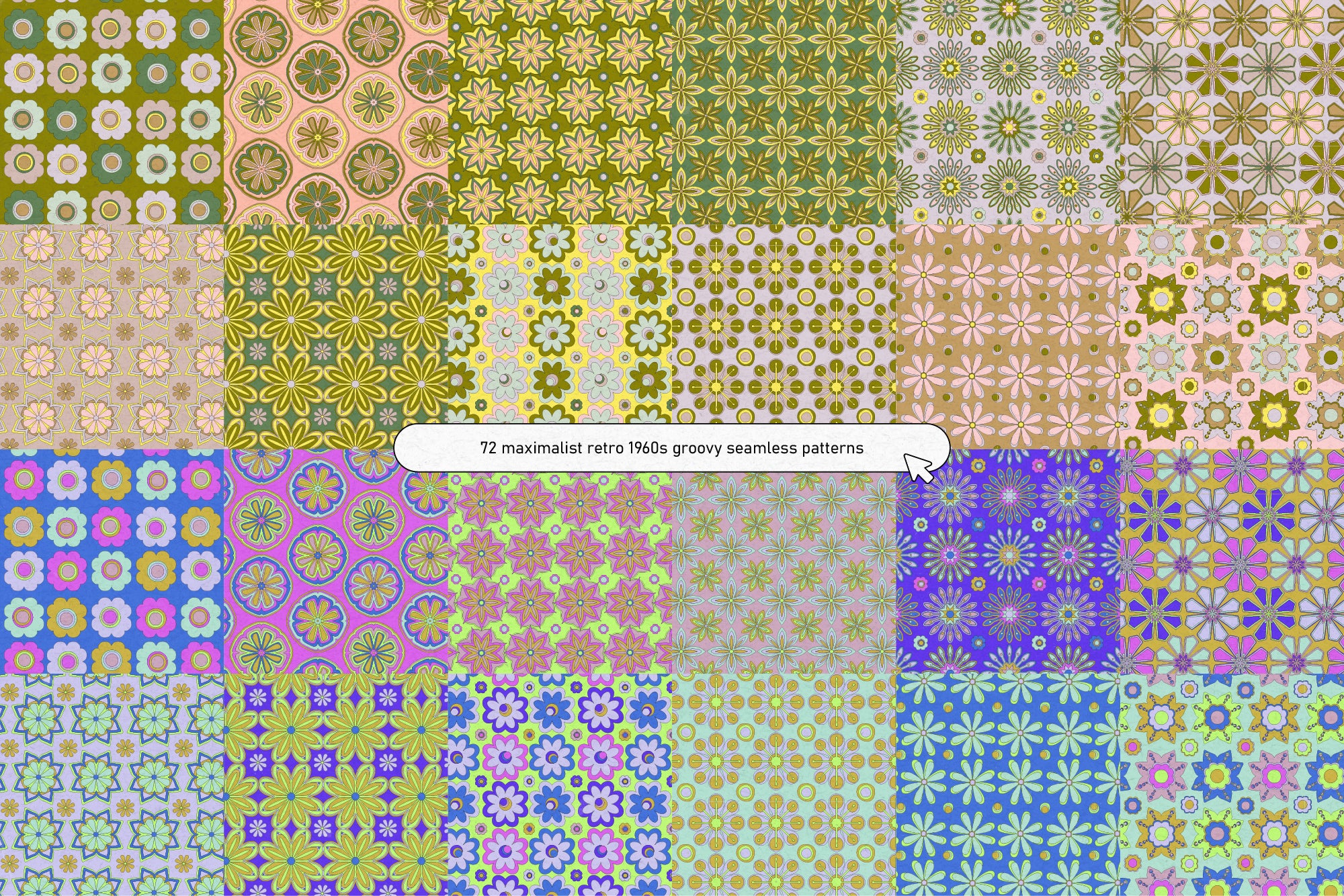 60s Vector Floral Patterns