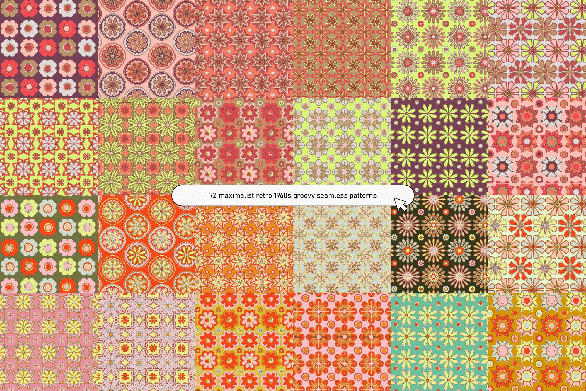 60s Vector Floral Patterns