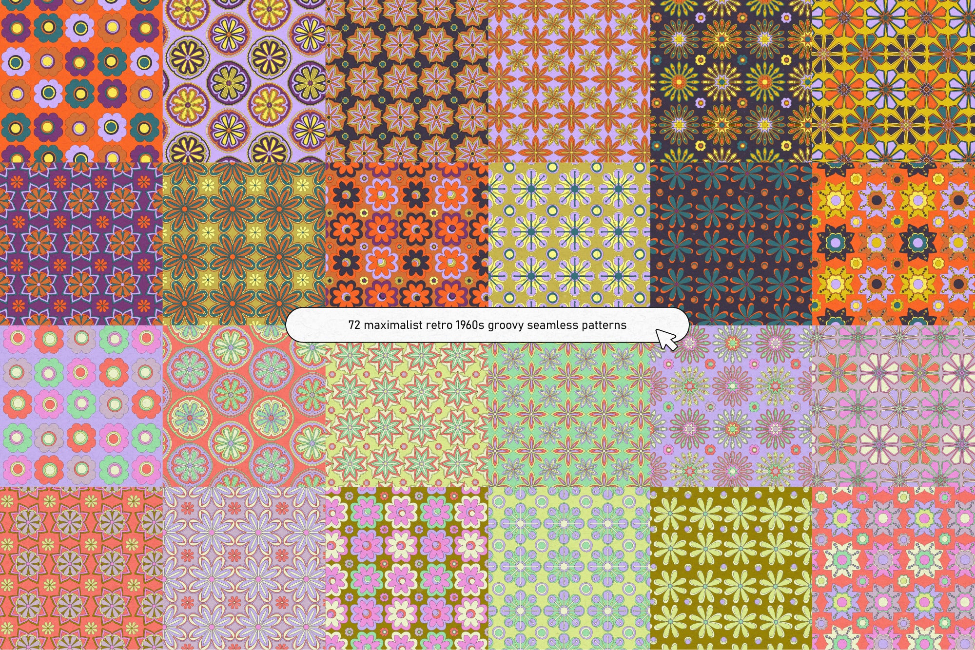 60s Vector Floral Patterns