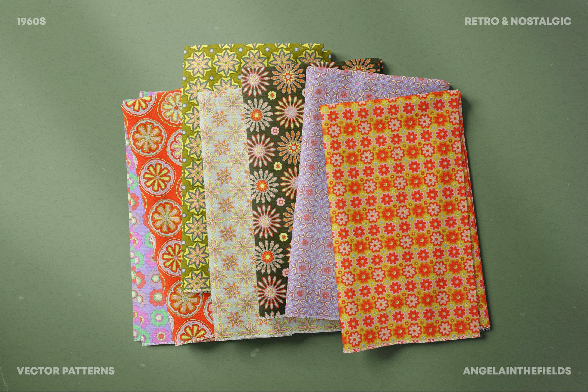60s Vector Floral Patterns