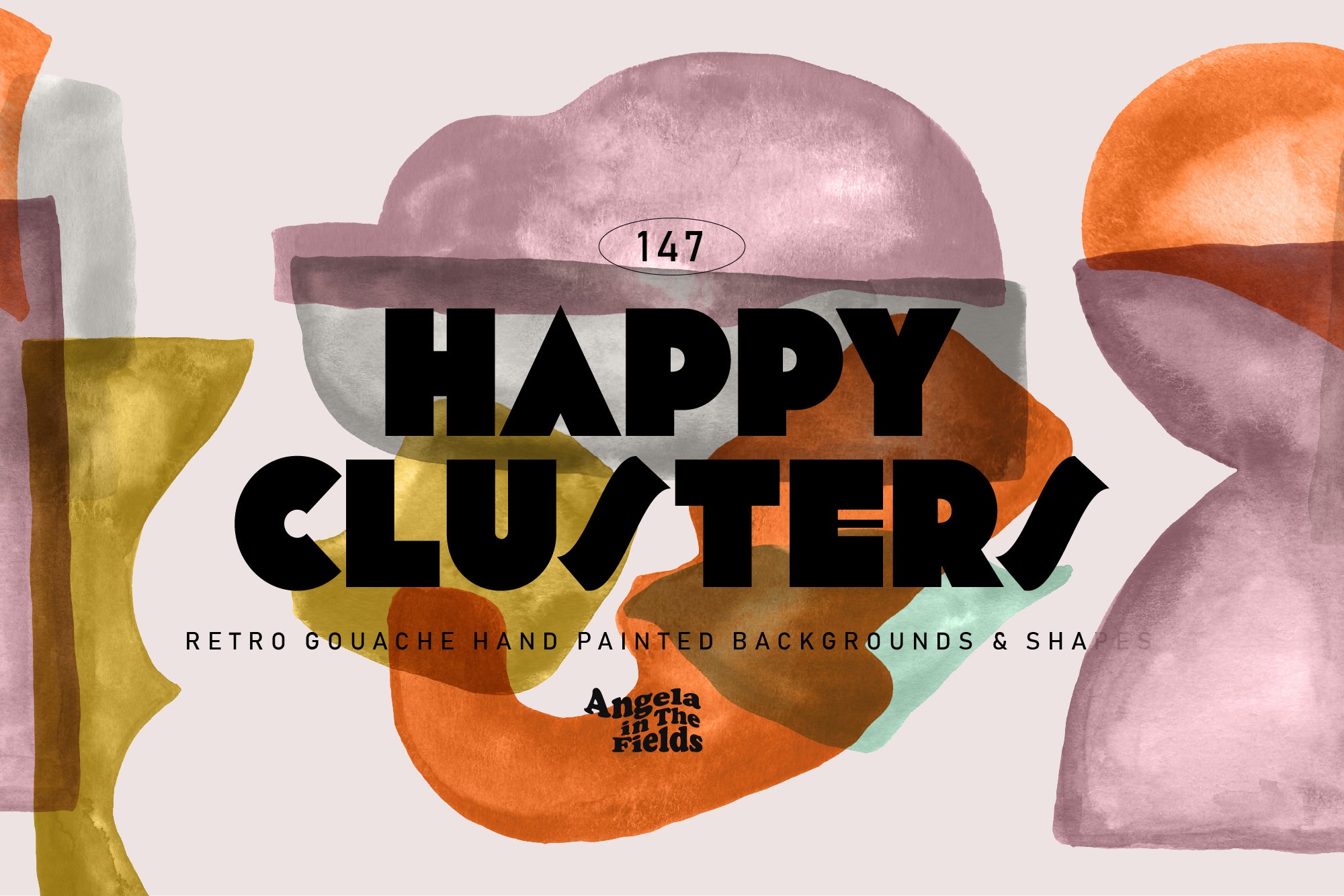 Happy Clusters gouache shapes — vibrant organic layered forms for playful brand identity design