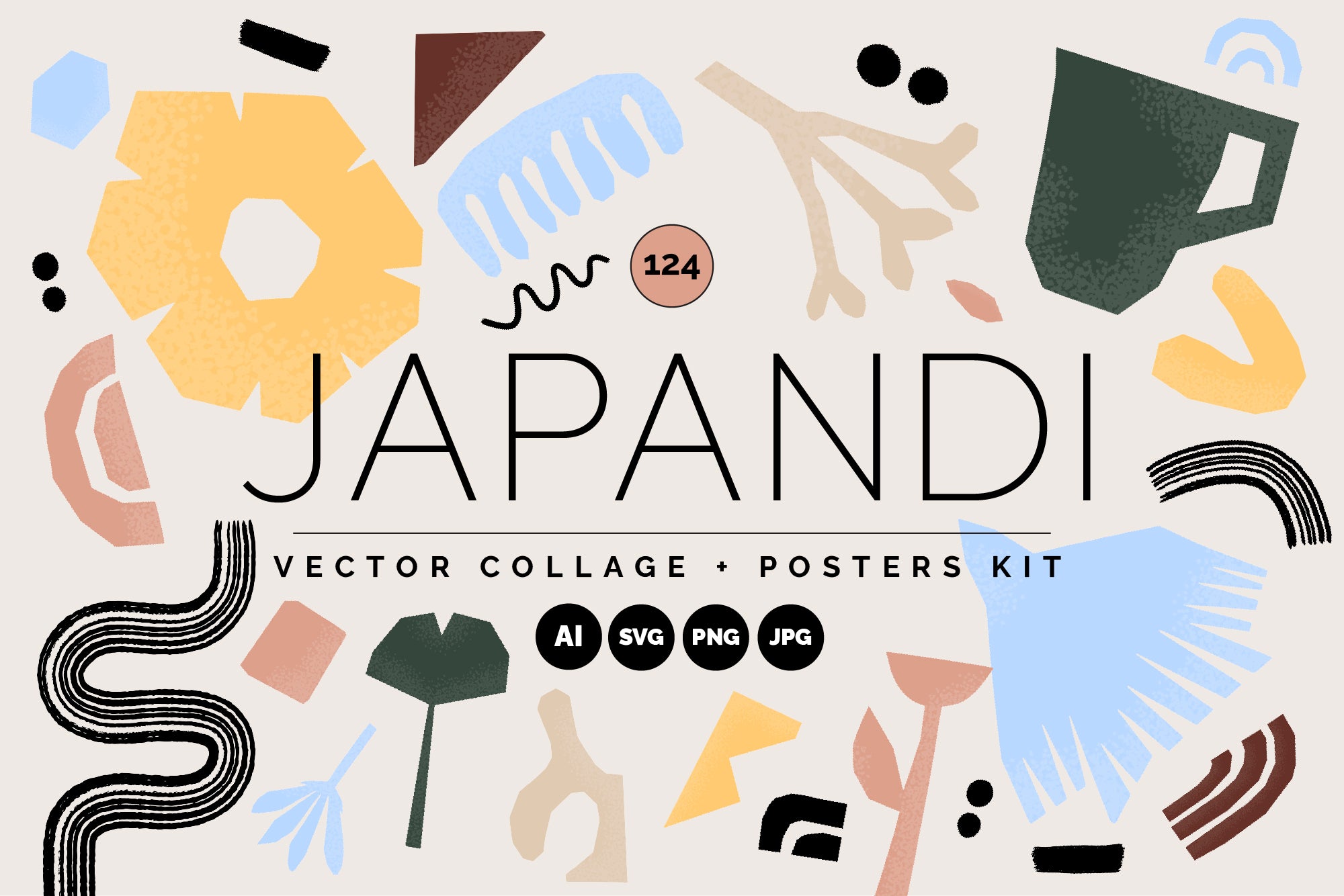Japandi Studio vector kit — minimal, airy and considered vector elements for light and restrained brand design