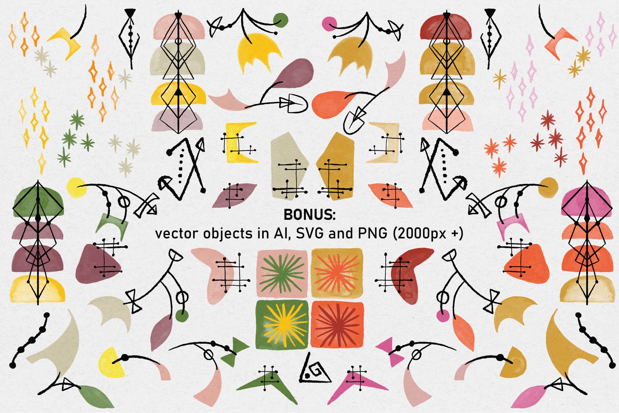 Atomic Age Watercolour Patterns