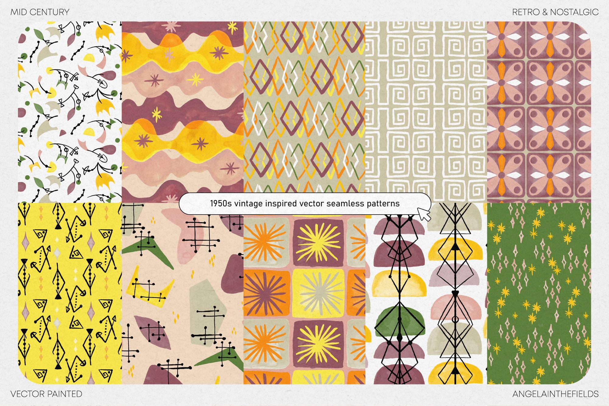 Atomic Age Watercolour Patterns