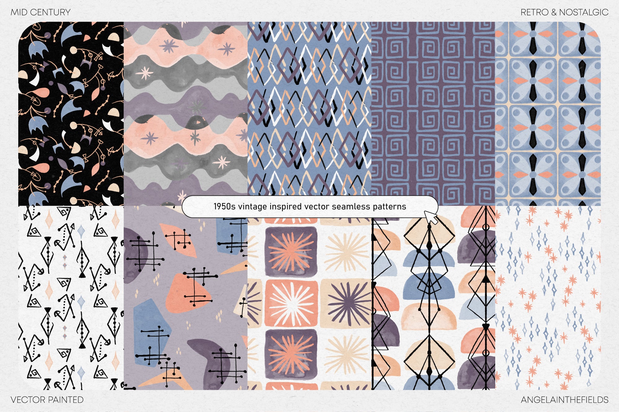 Atomic Age Watercolour Patterns