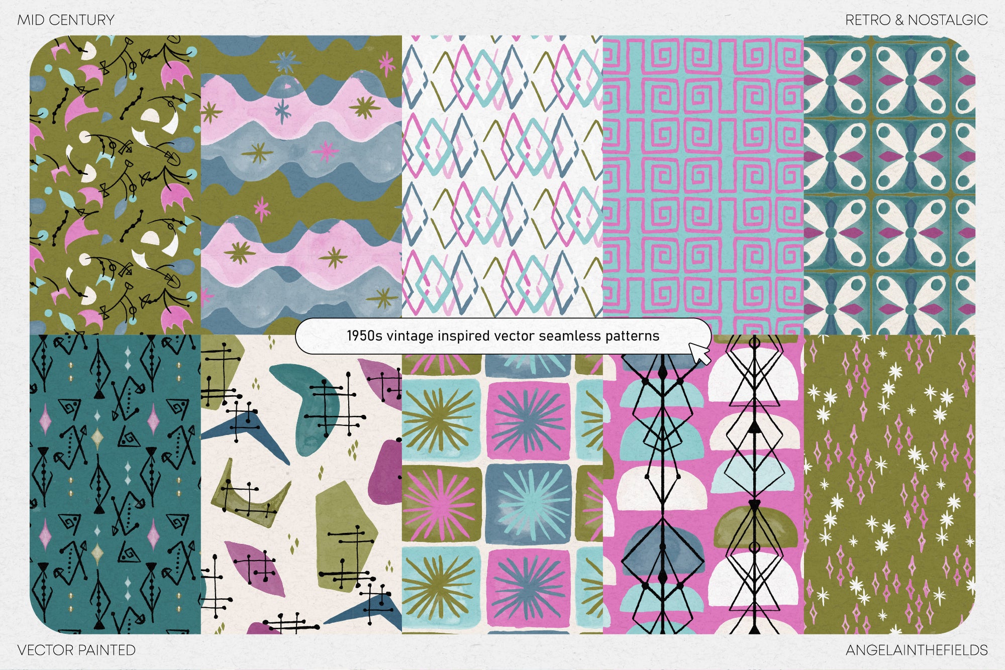 Atomic Age Watercolour Patterns