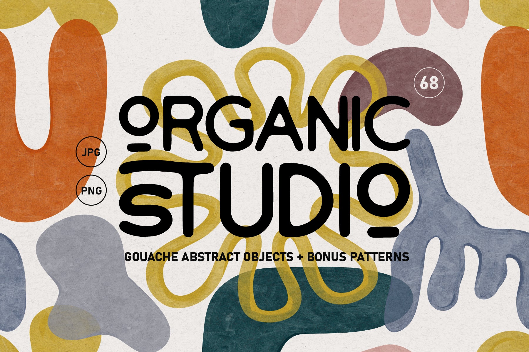 Gouache Organic Shapes and Patterns — painted organic forms in warm earthy tones for tactile, warm brand design