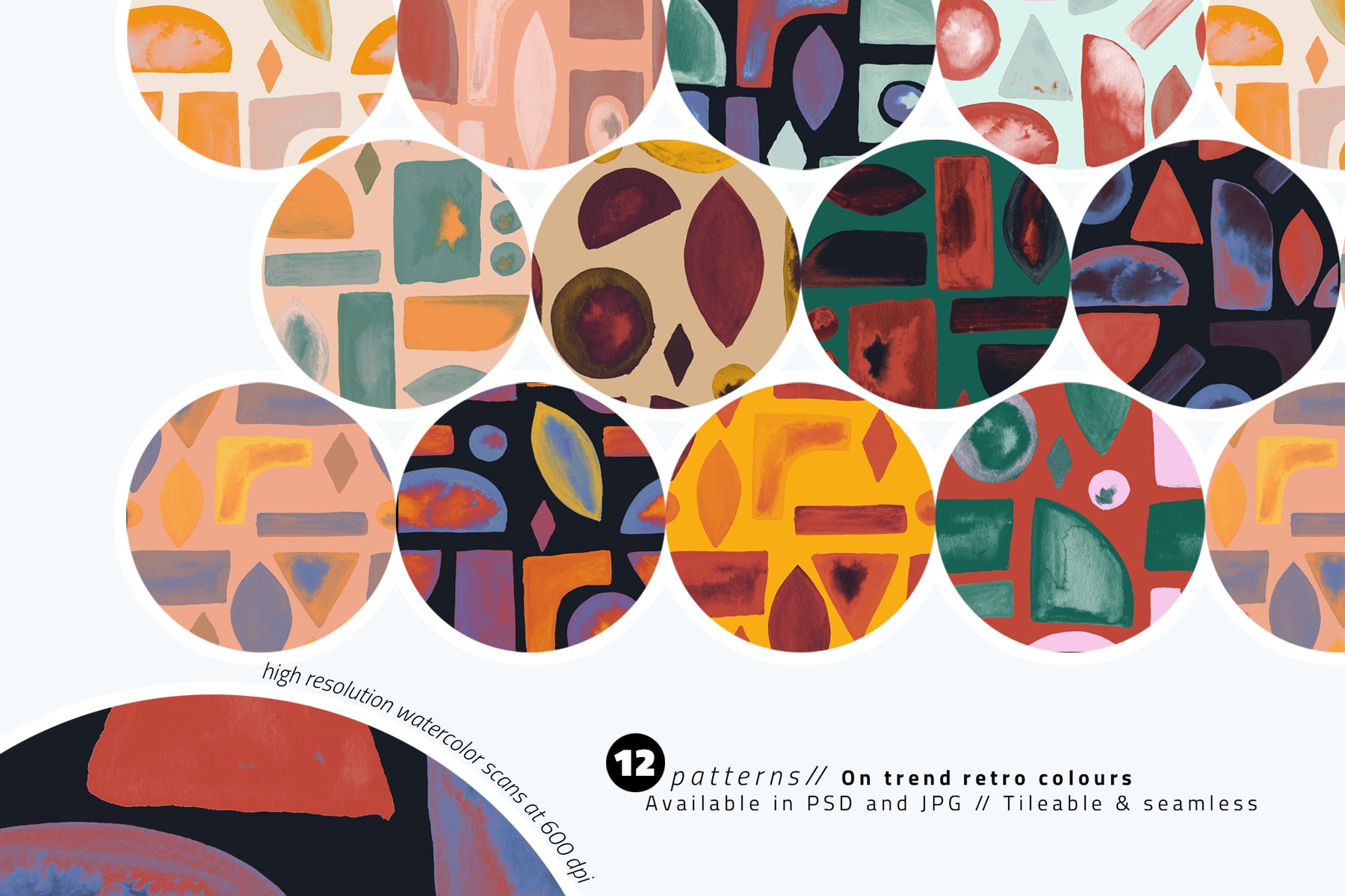Watercolor Retrometric Pattern Pack