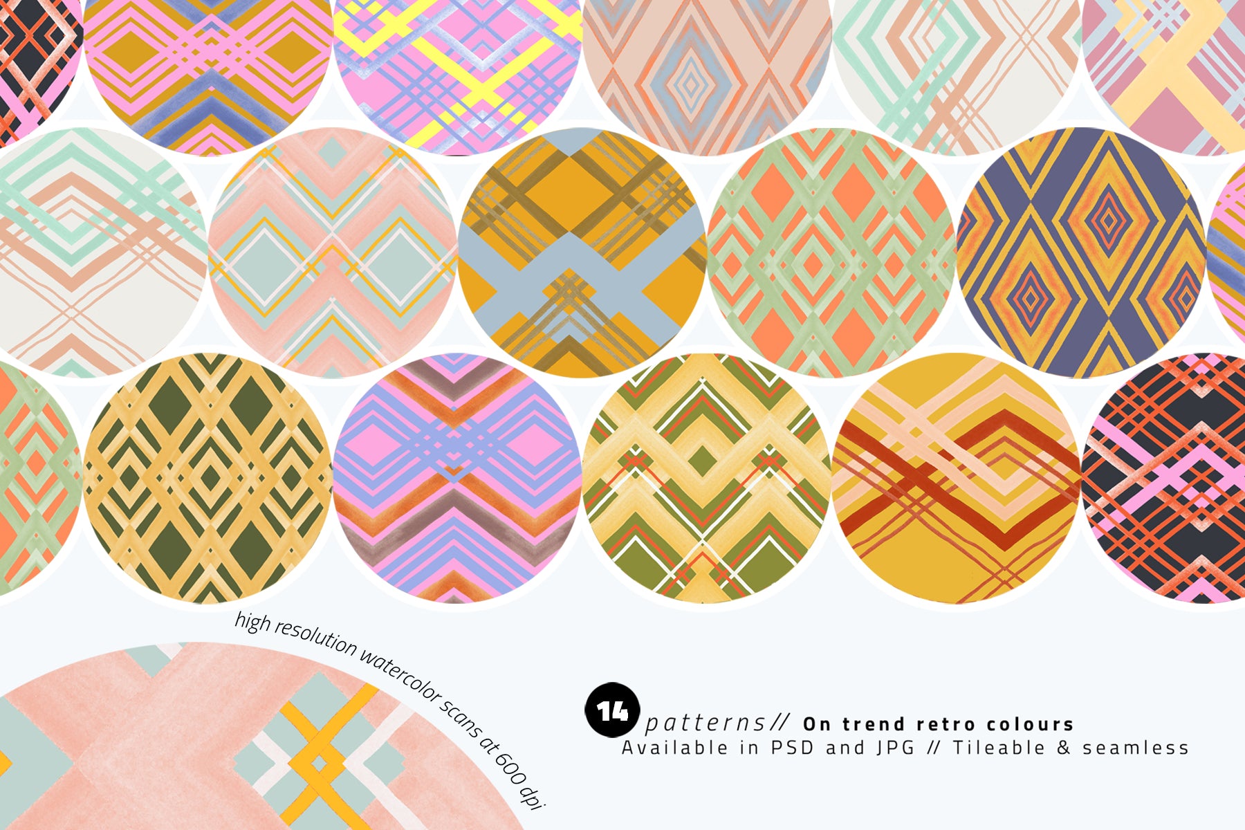 Watercolour Retro Stripe Pattern Pack