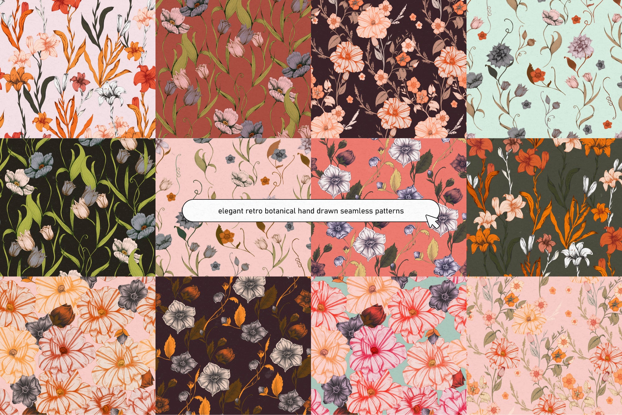 Vintage Botanical Seamless Patterns