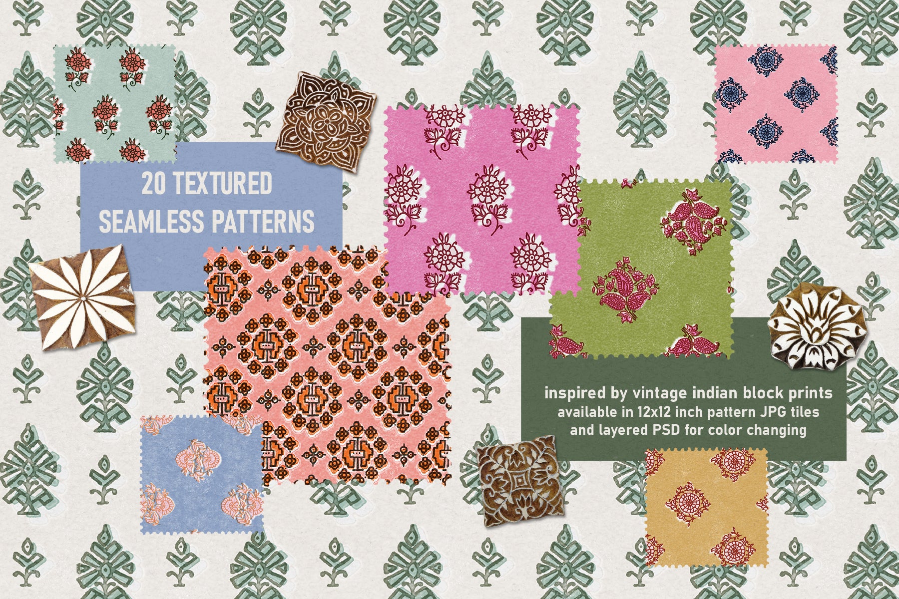 Vintage Block Seamless Patterns