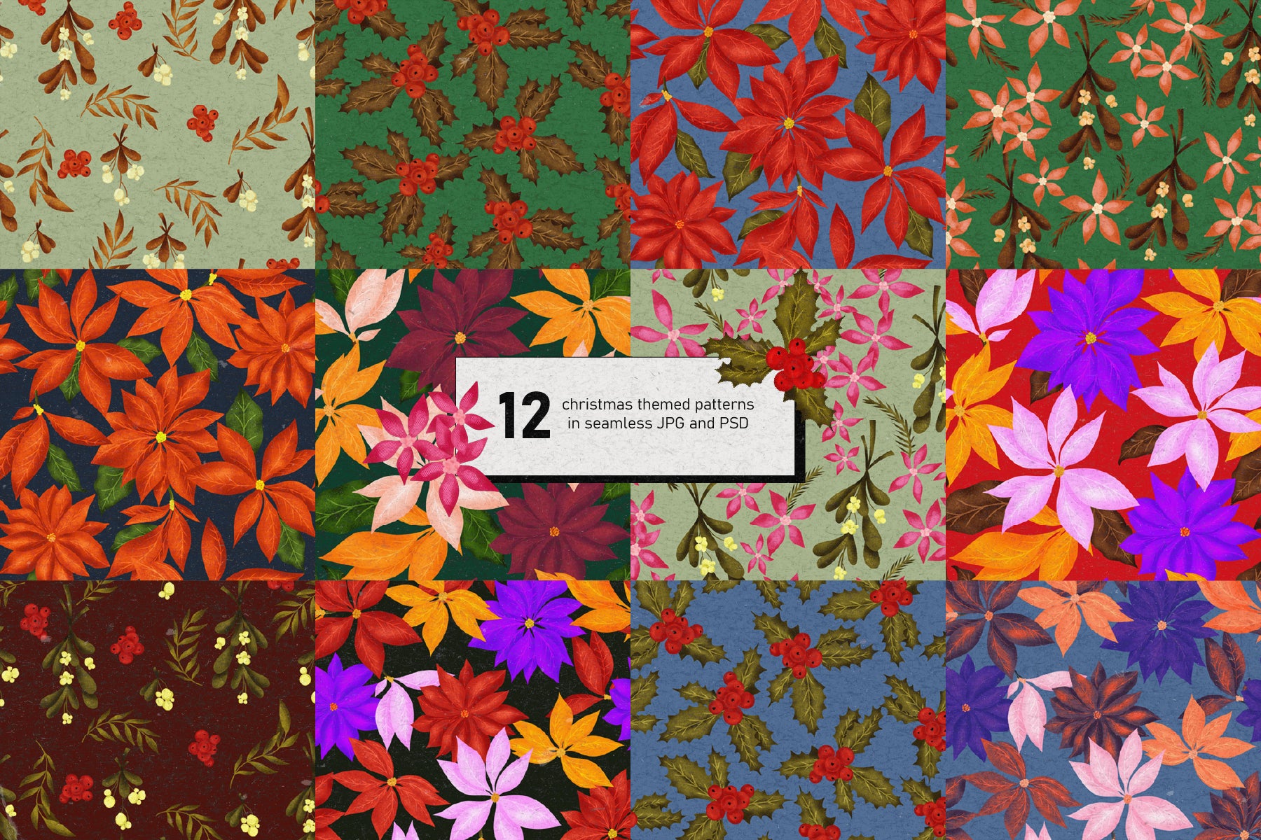 Retro Christmas Floral Set
